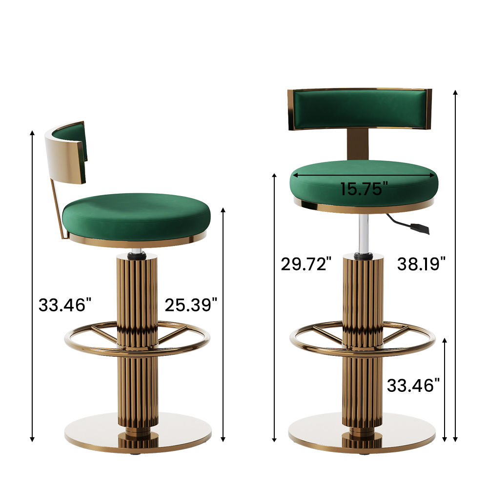 Modern Green Velvet Bar Stools