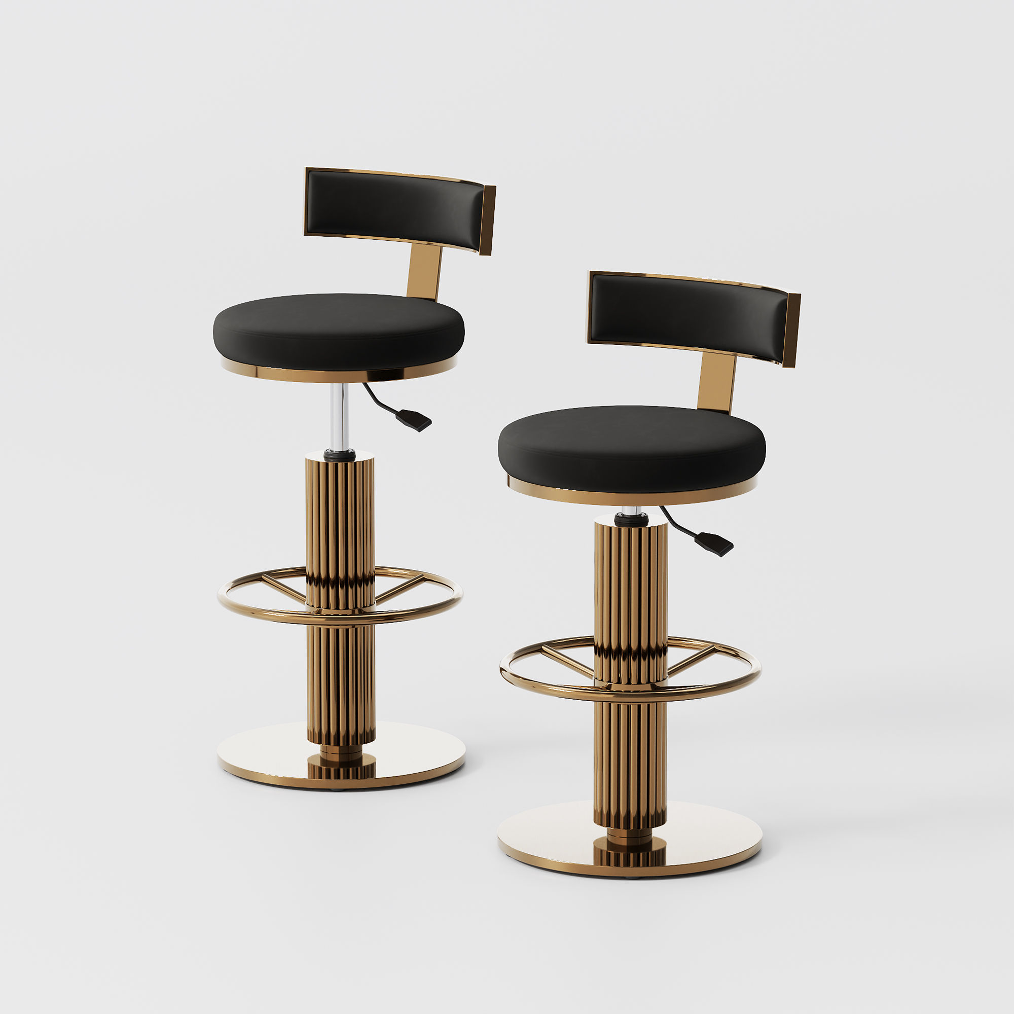 Adjustable Height Black Velvet Bar Stools