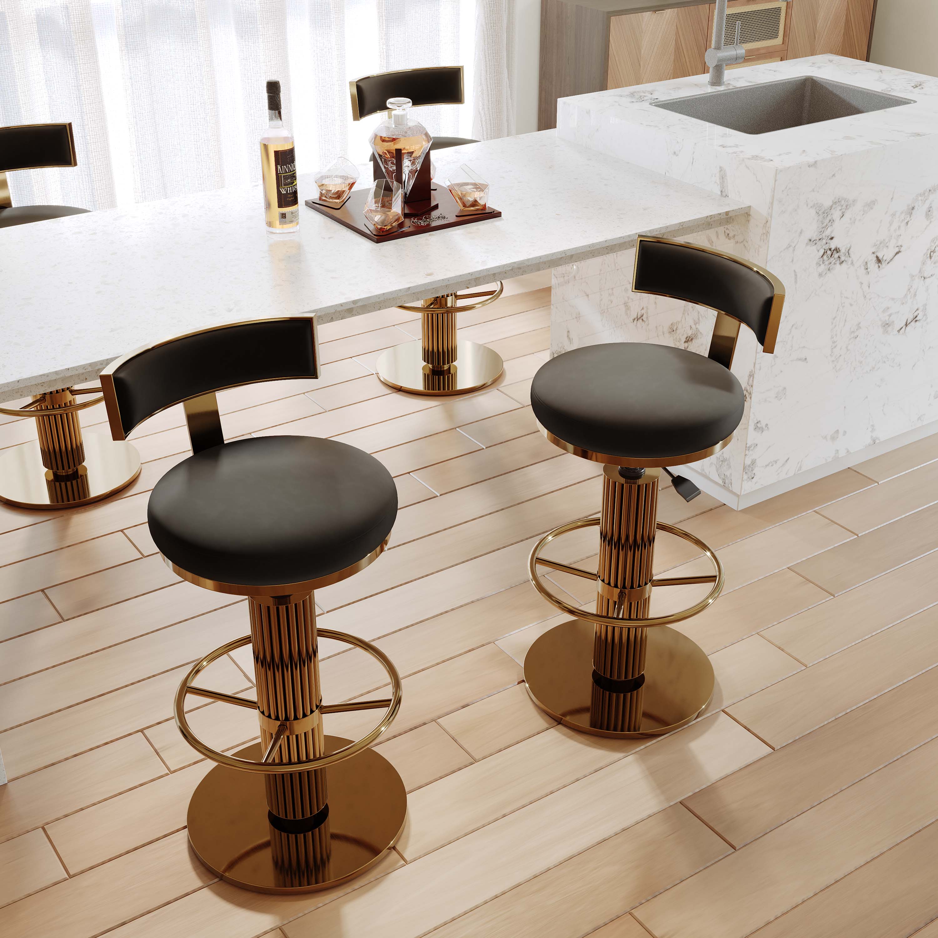 Velvet Black Velvet Bar Stools