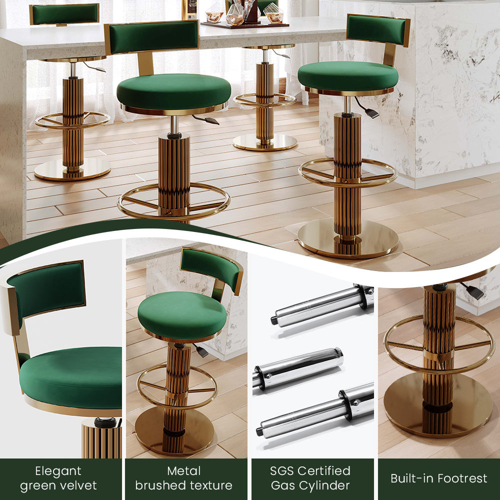 Rotate Green Velvet Bar Stools