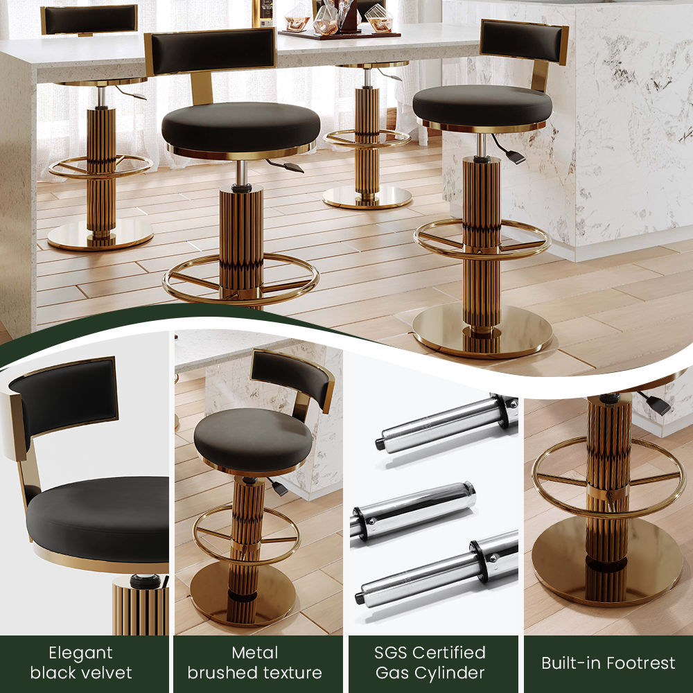 Partly Assemble Black Velvet Bar Stools