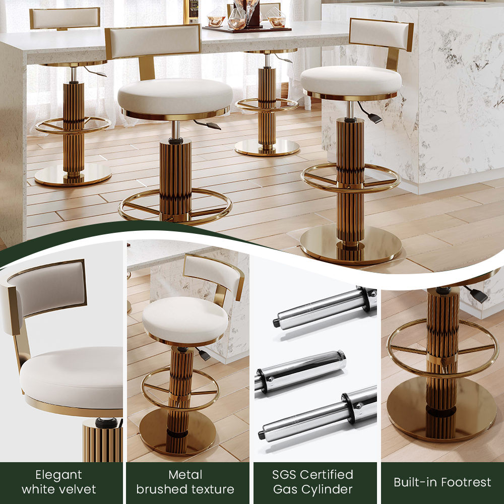 Velvet White Velvet Bar Stools