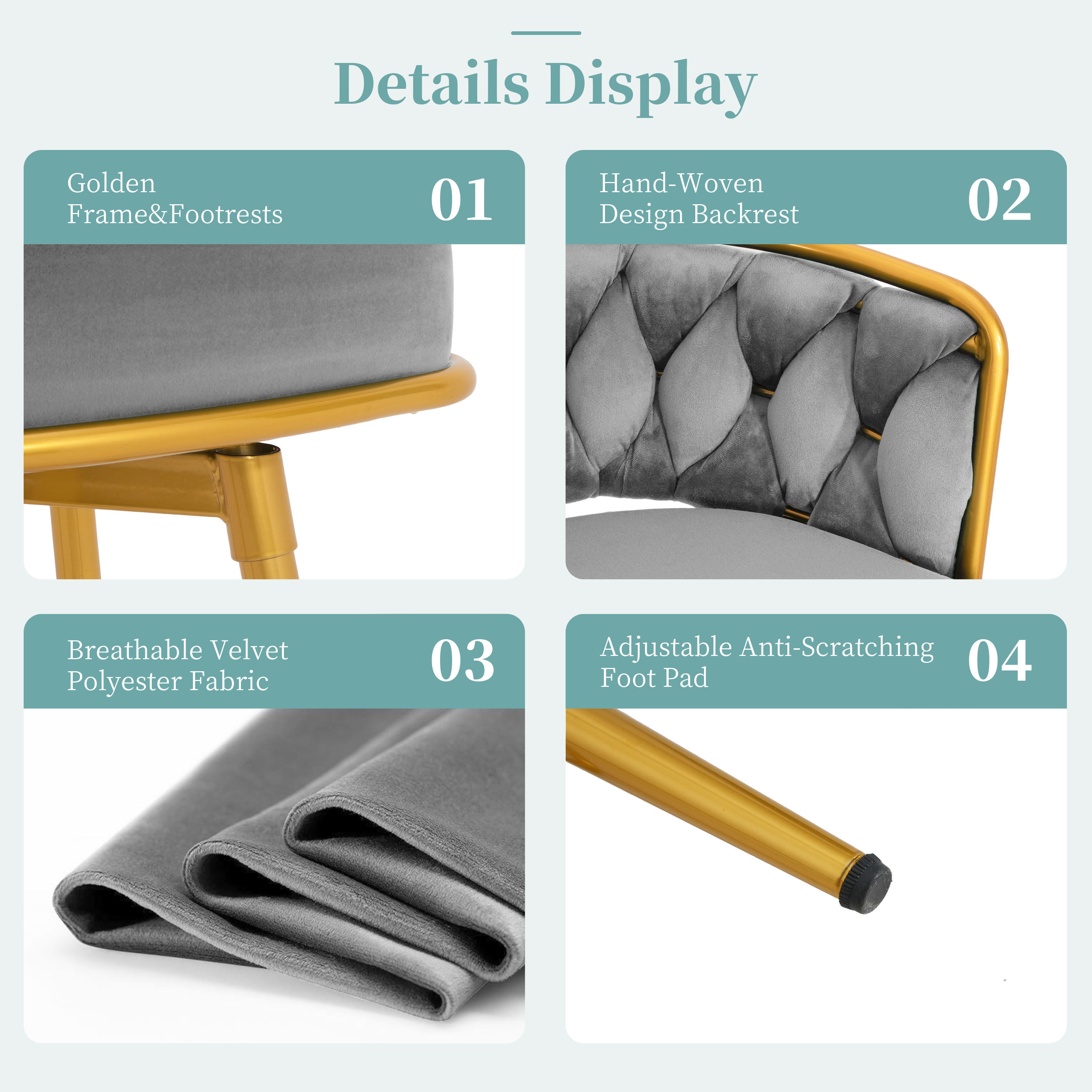 Partly Assemble Gray Metal & Polyester Bar Stools