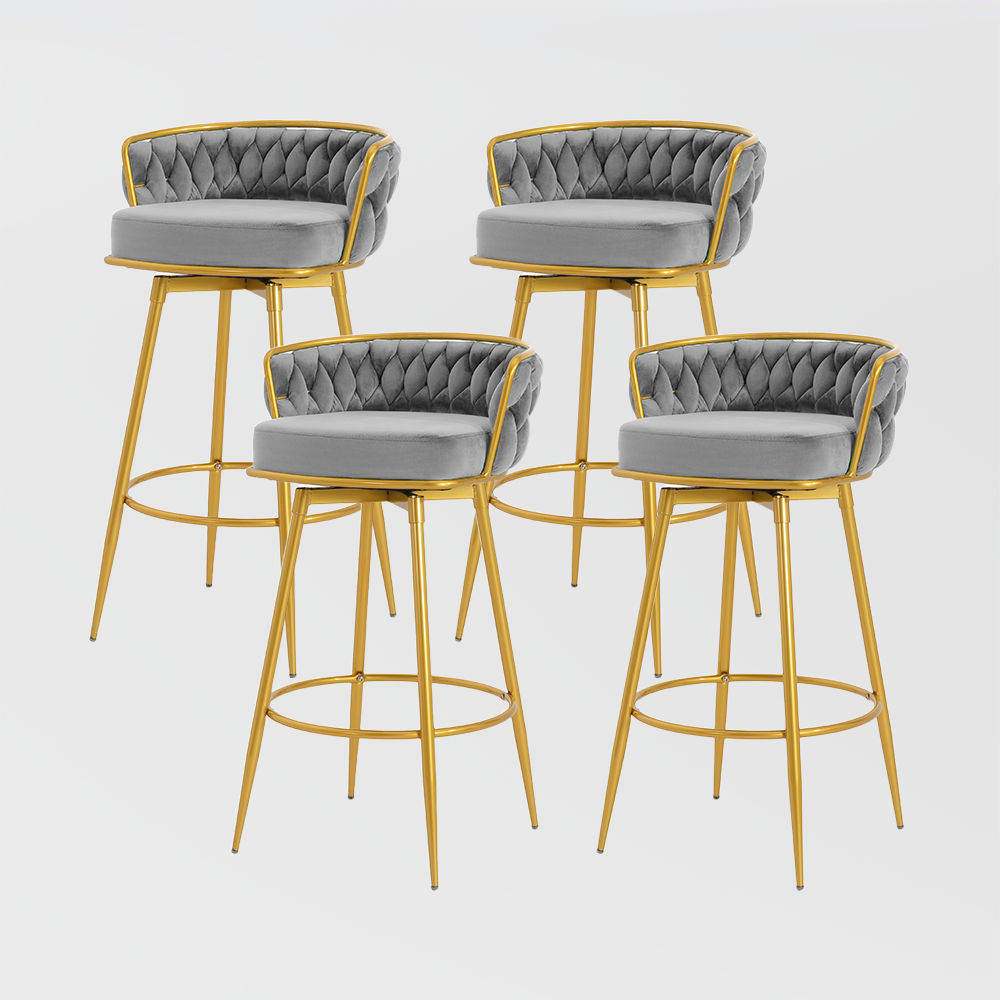 2 Seaters Gray Metal & Polyester Bar Stools