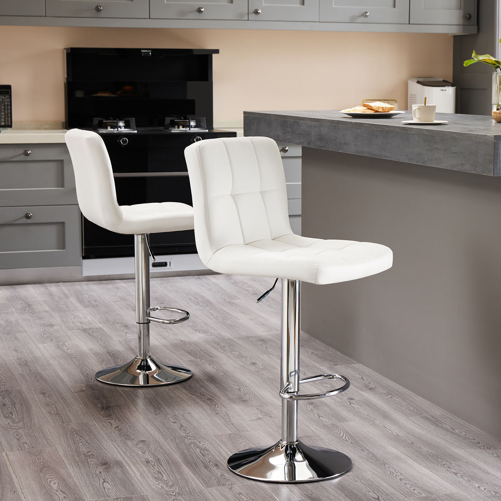 for 8 White PU Leather Bar Stools