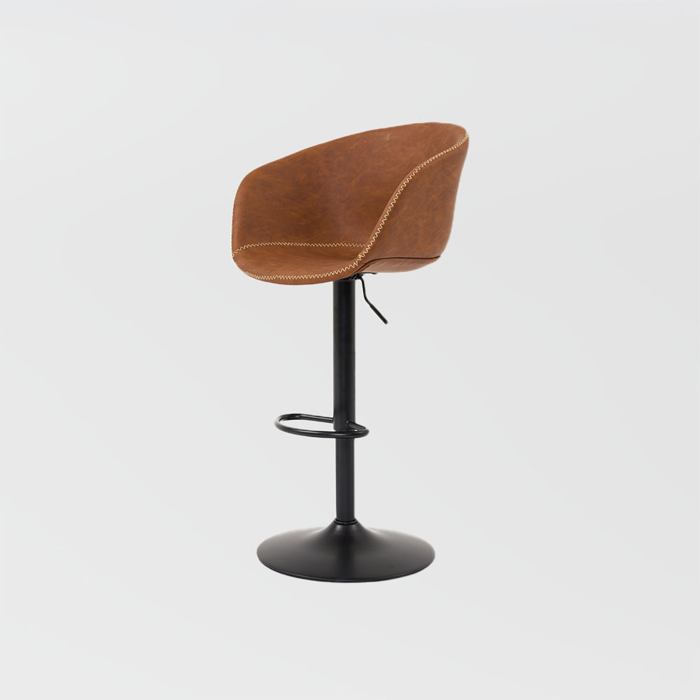 Adjustable Height Brown PU Leather Bar Stools