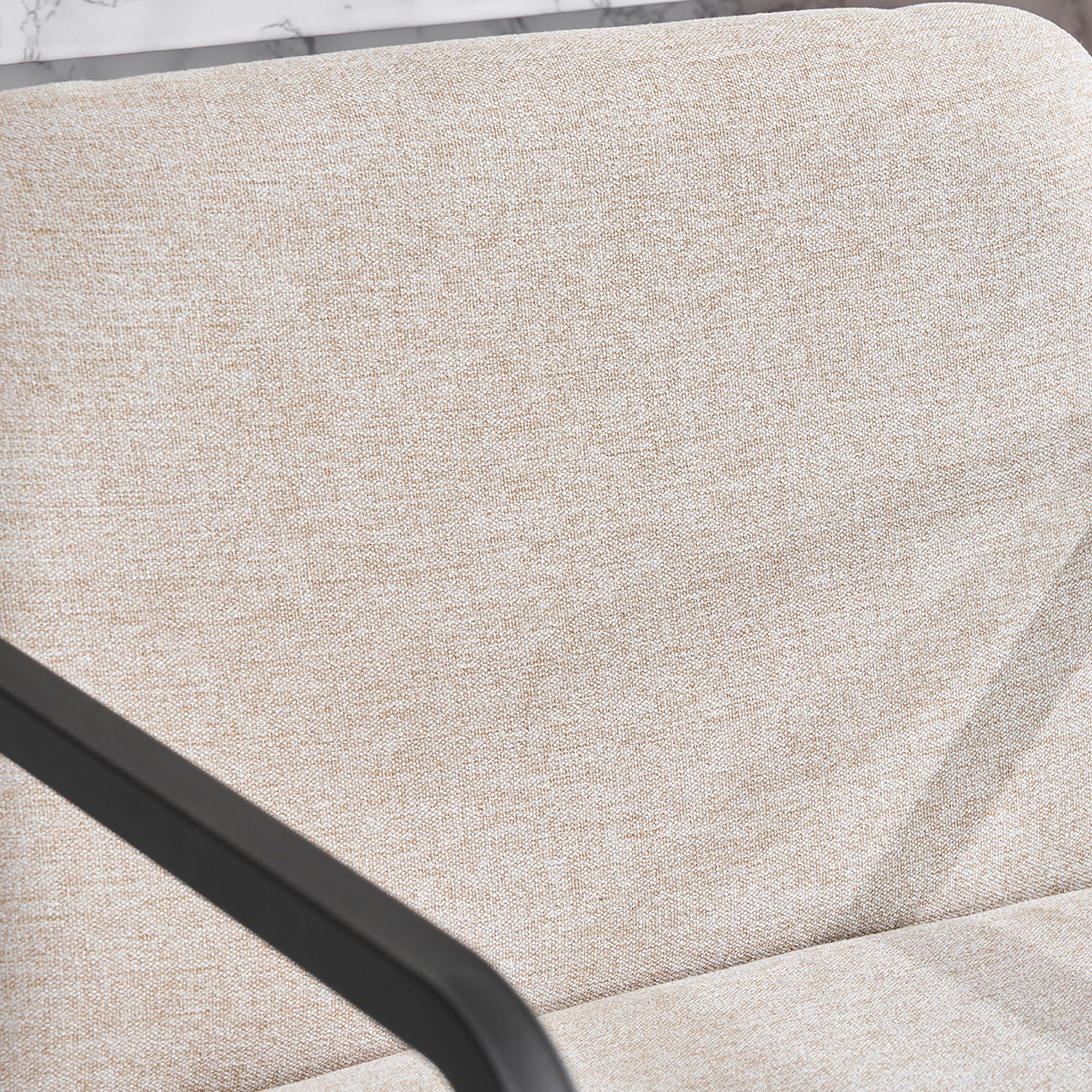 2 Seaters Beige Fabric & Metal Bar Stools