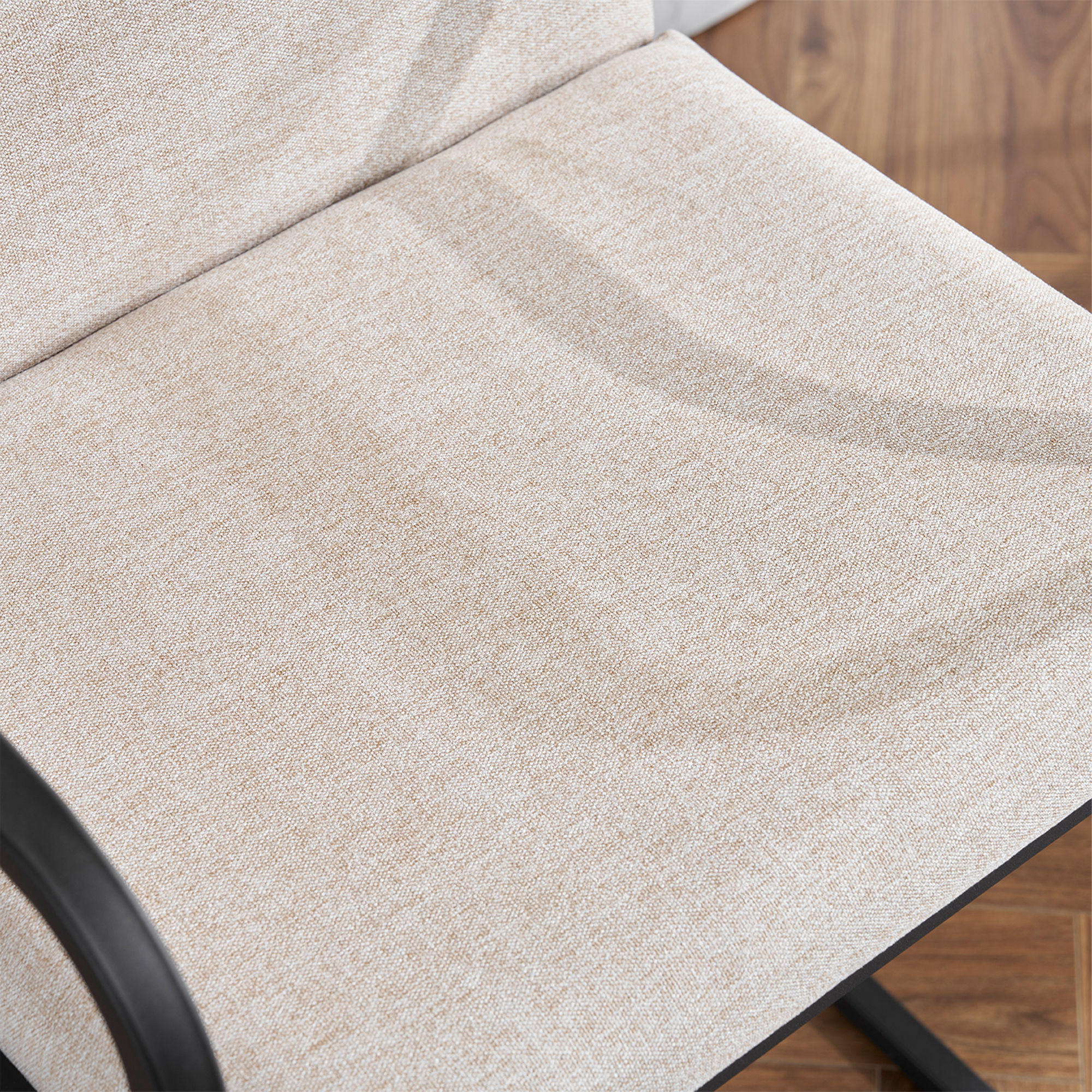 Fabric Beige Fabric & Metal Bar Stools