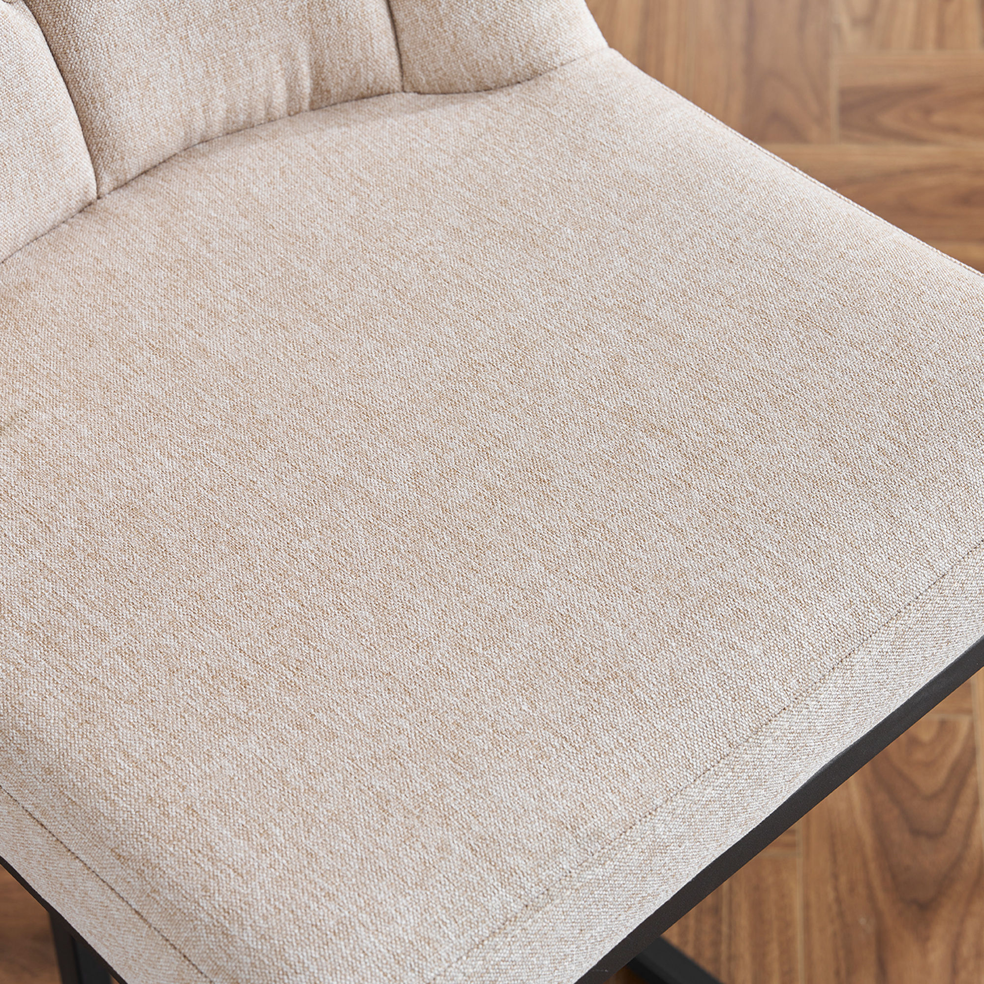 Partly Assemble Beige Fabric & Metal Bar Stools