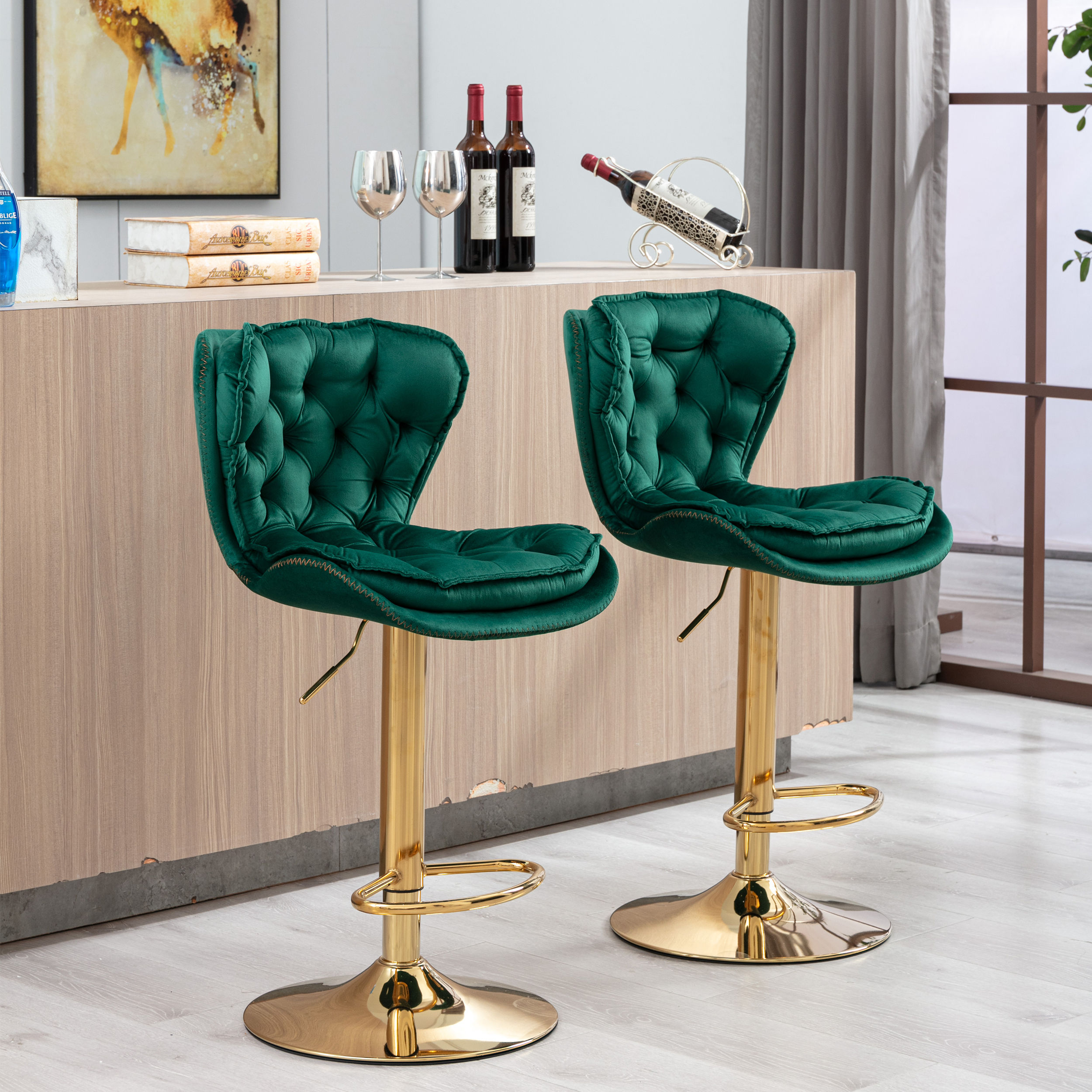 Velvet Green Velvet Bar Stools