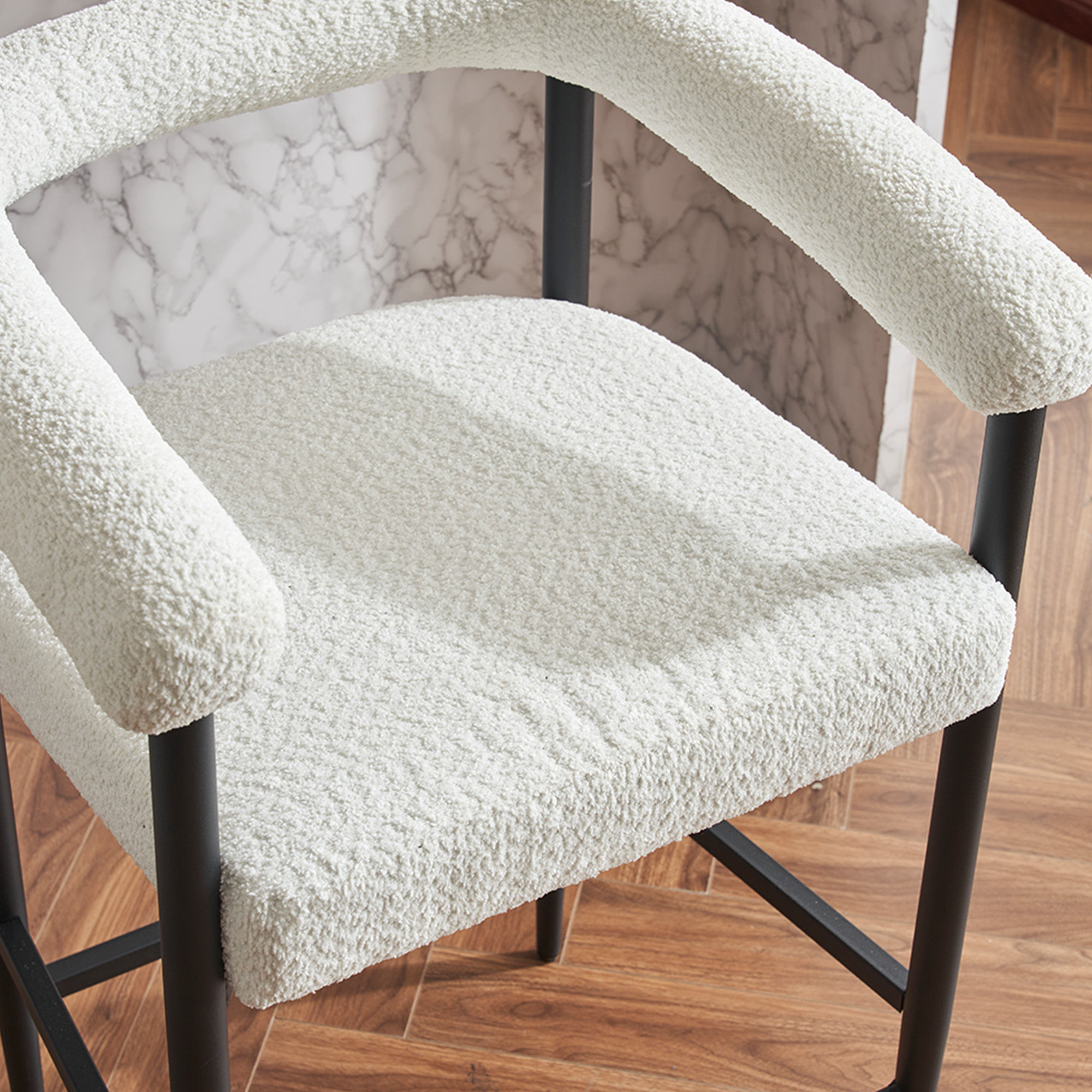 Metal White Bouclé Bar Stools & Counter Stools
