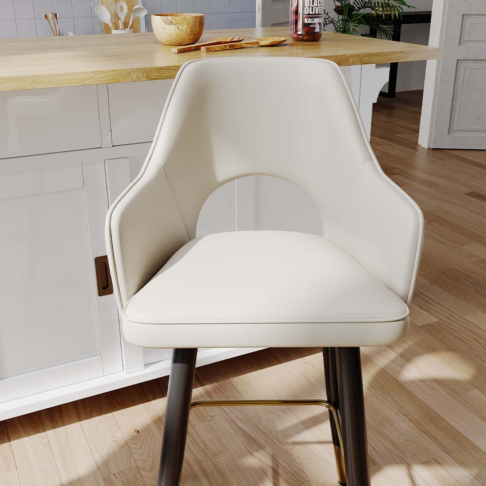 Leather Dark Gray & Beige PU Leather Bar Stools & Counter Stools
