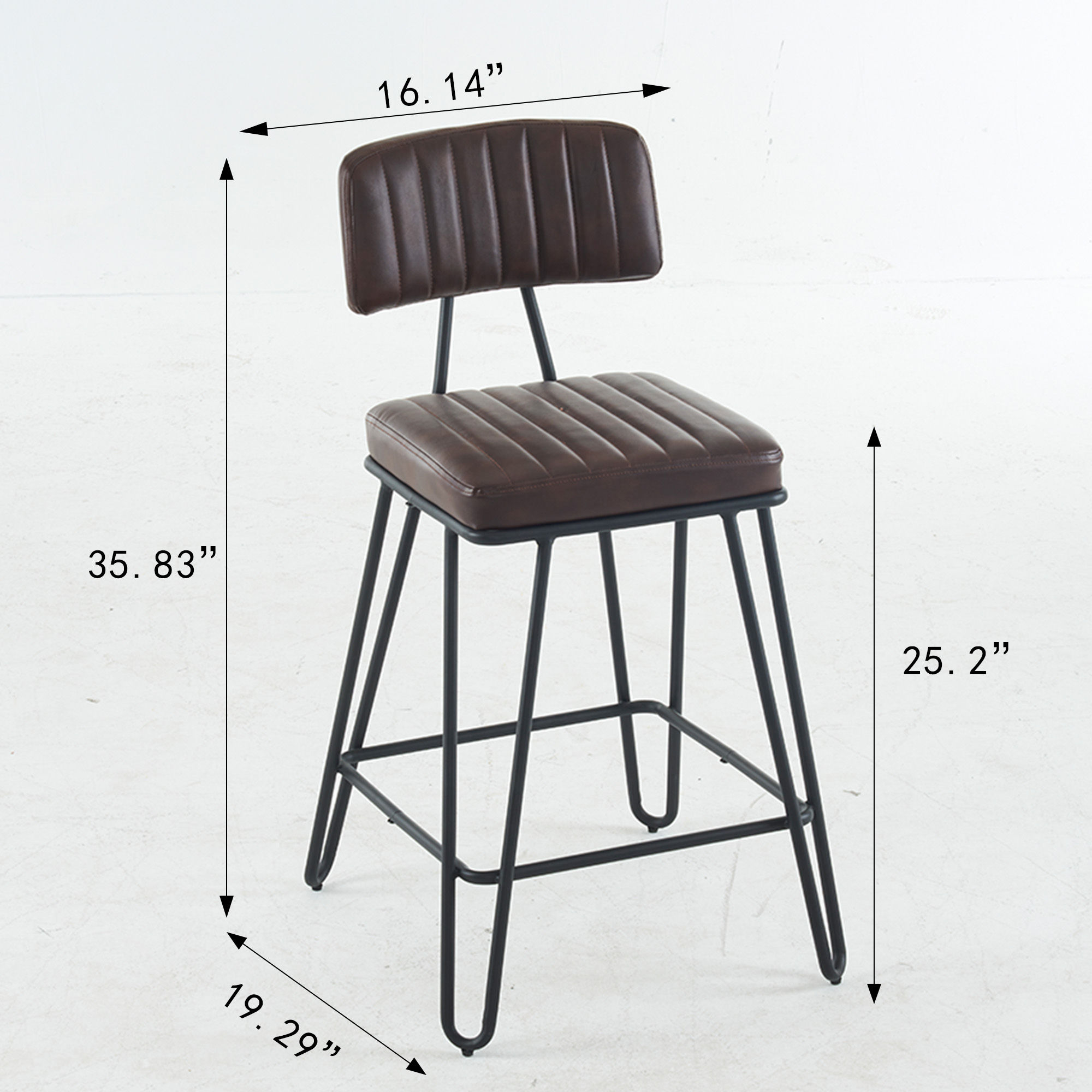 Metal Base Brown & Black PU Leather Bar Stools & Counter Stools