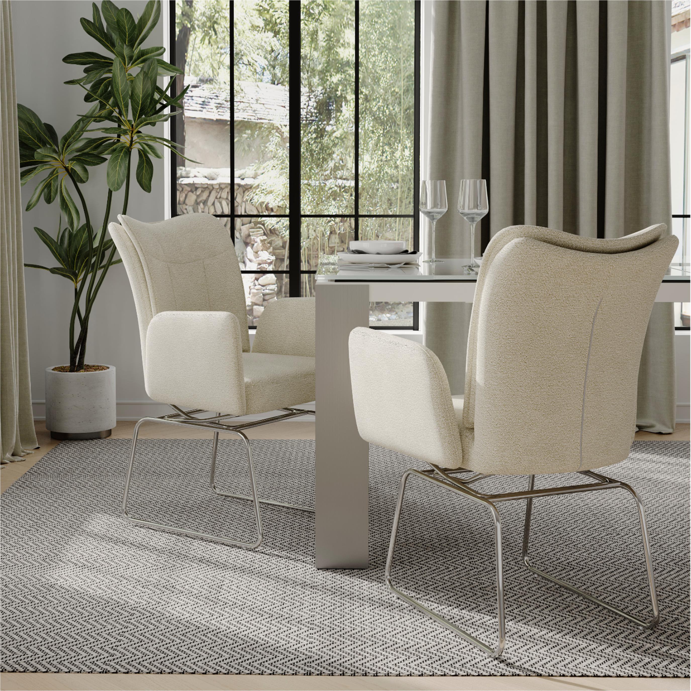 Stainless Steel Beige Chenille Bar Stools & Counter Stools