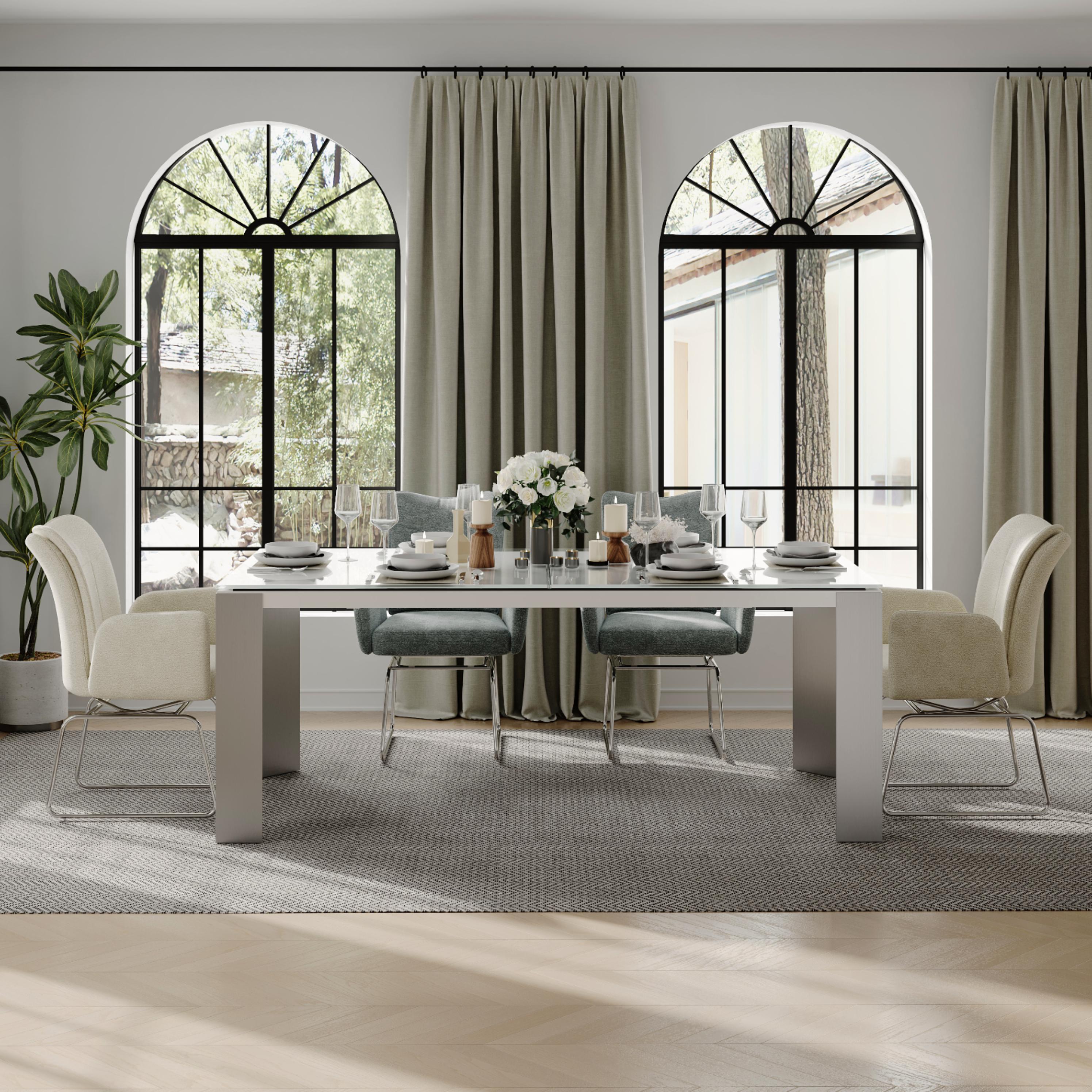 Stainless Steel Beige Chenille Bar Stools & Counter Stools