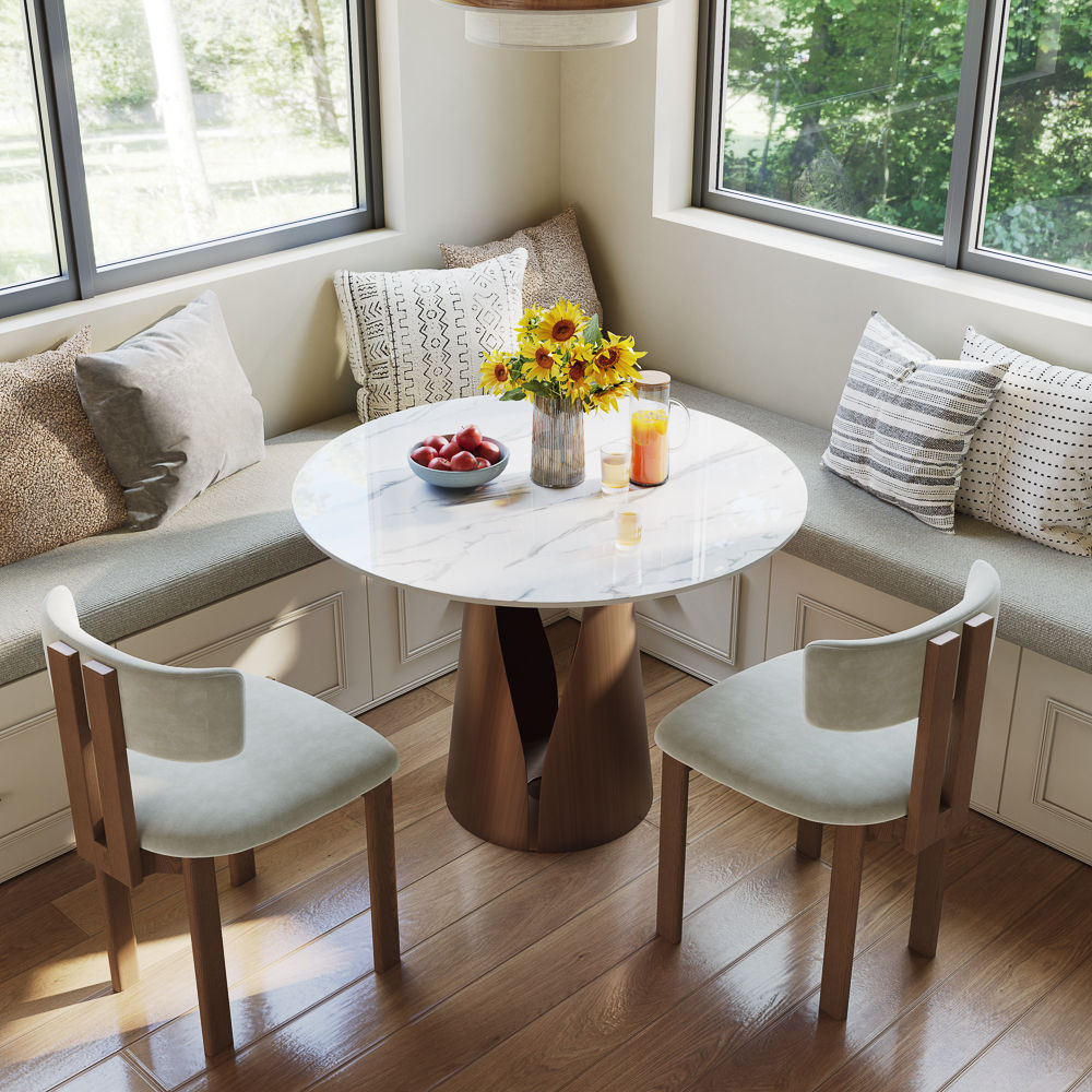 Solid Wood White & Bronze Glossy Sintered Stone Bar Stools & Counter Stools