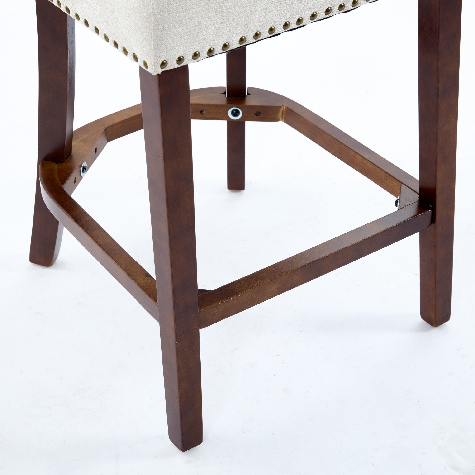 Upholstered Gray & Walnut Linen Bar Stools & Counter Stools