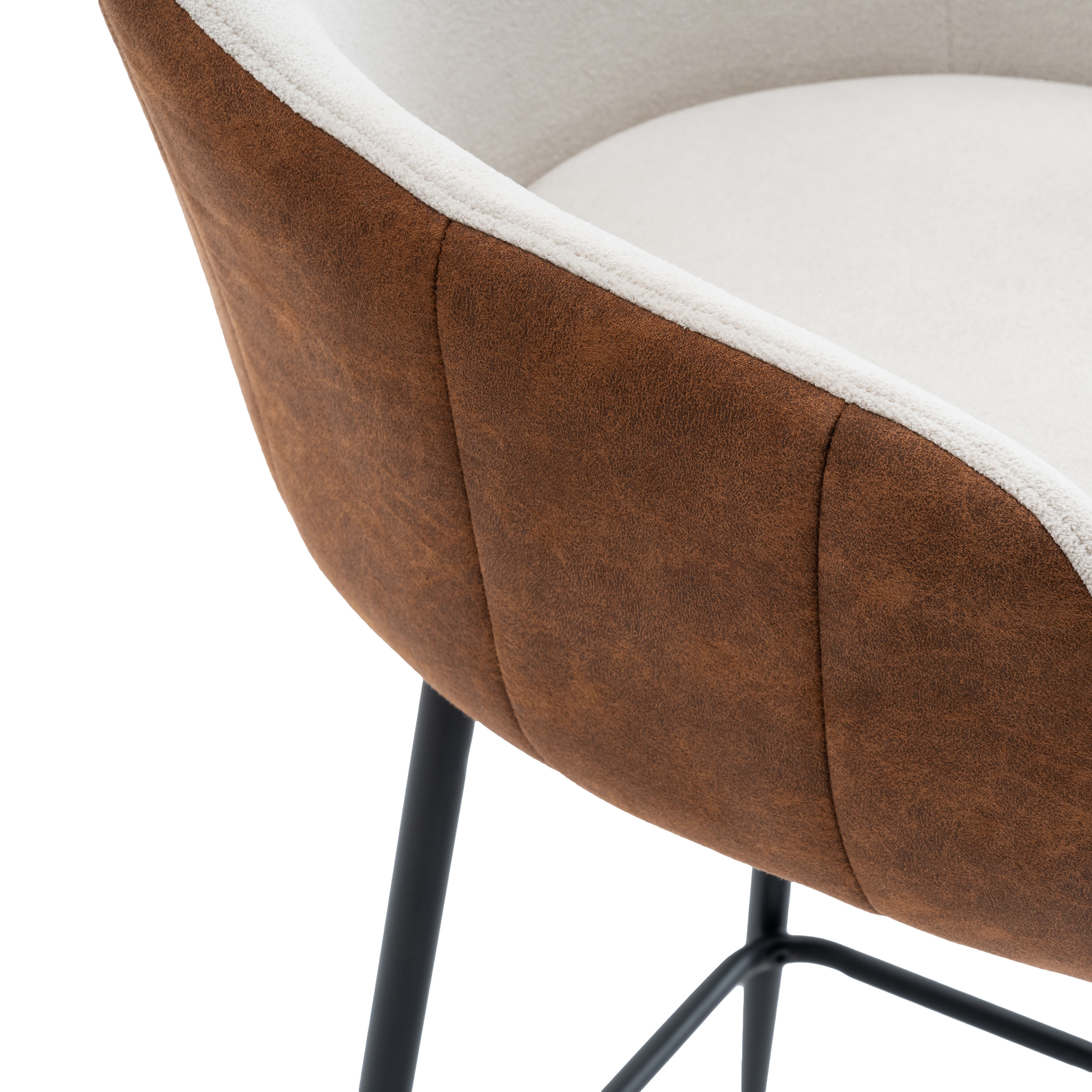 Metal Beige & Brown Fabric & Metal Bar Stools & Counter Stools