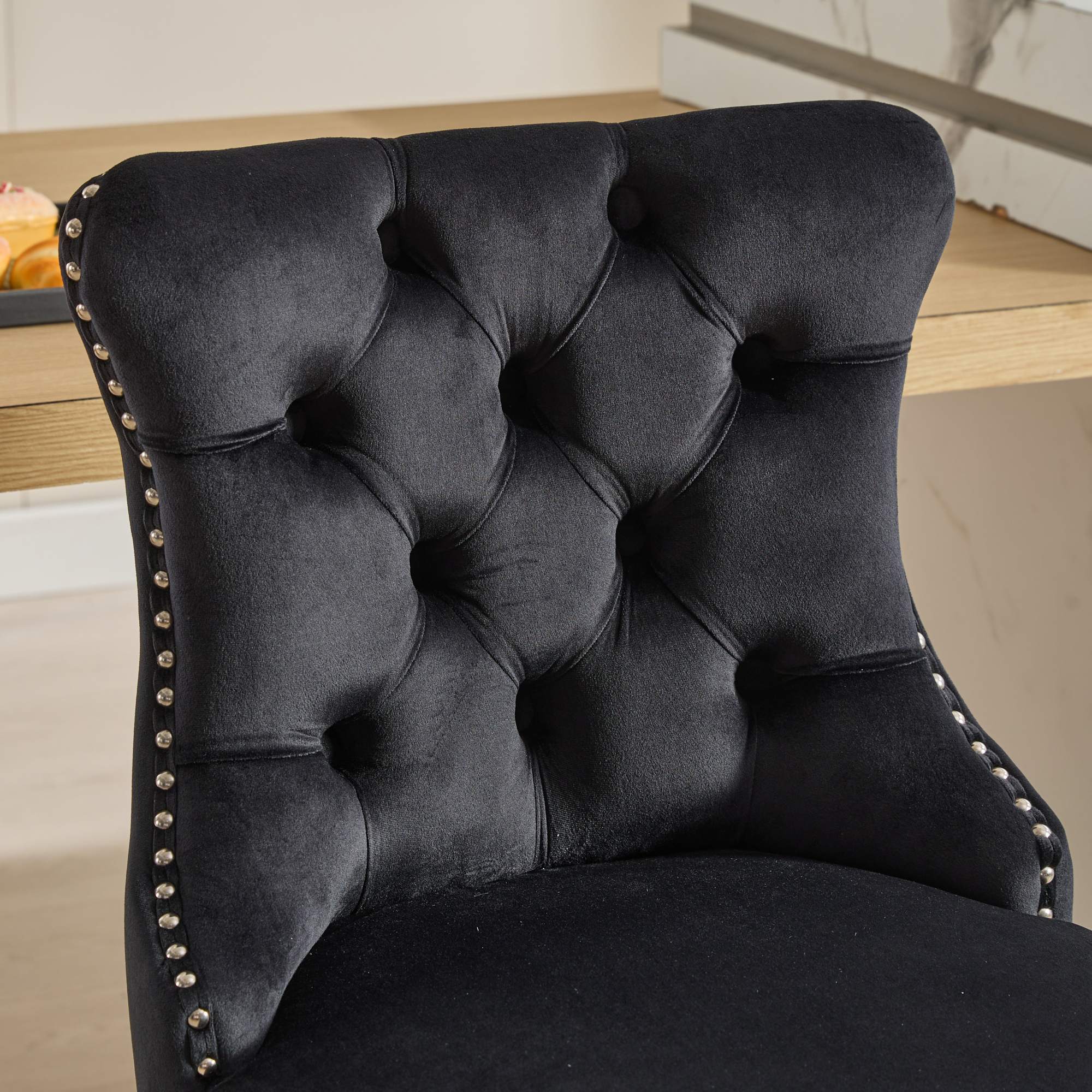 Velvet Black & Silver Velvet Bar Stools & Counter Stools