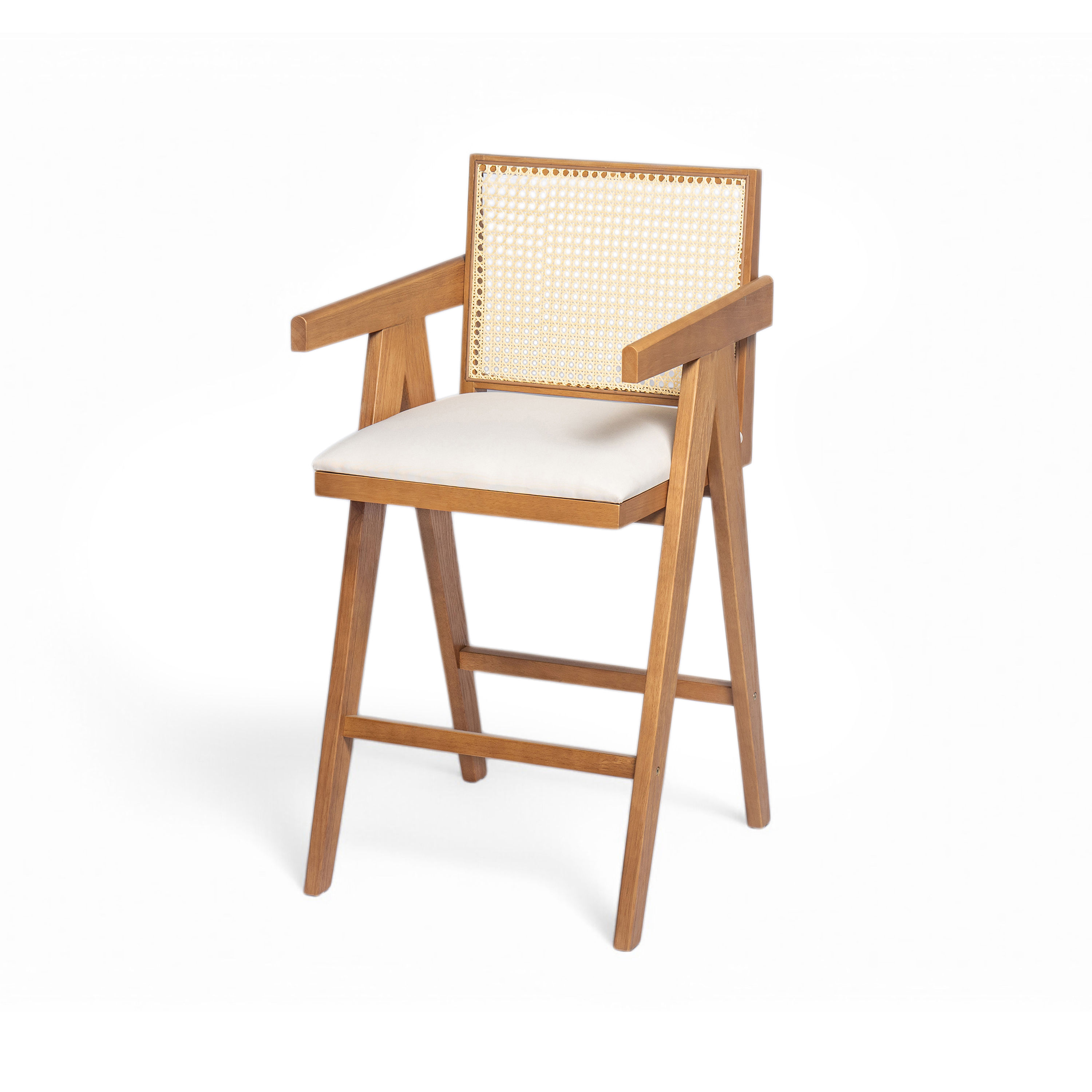 Fabric Walnut & White Fabric Bar Stools & Counter Stools