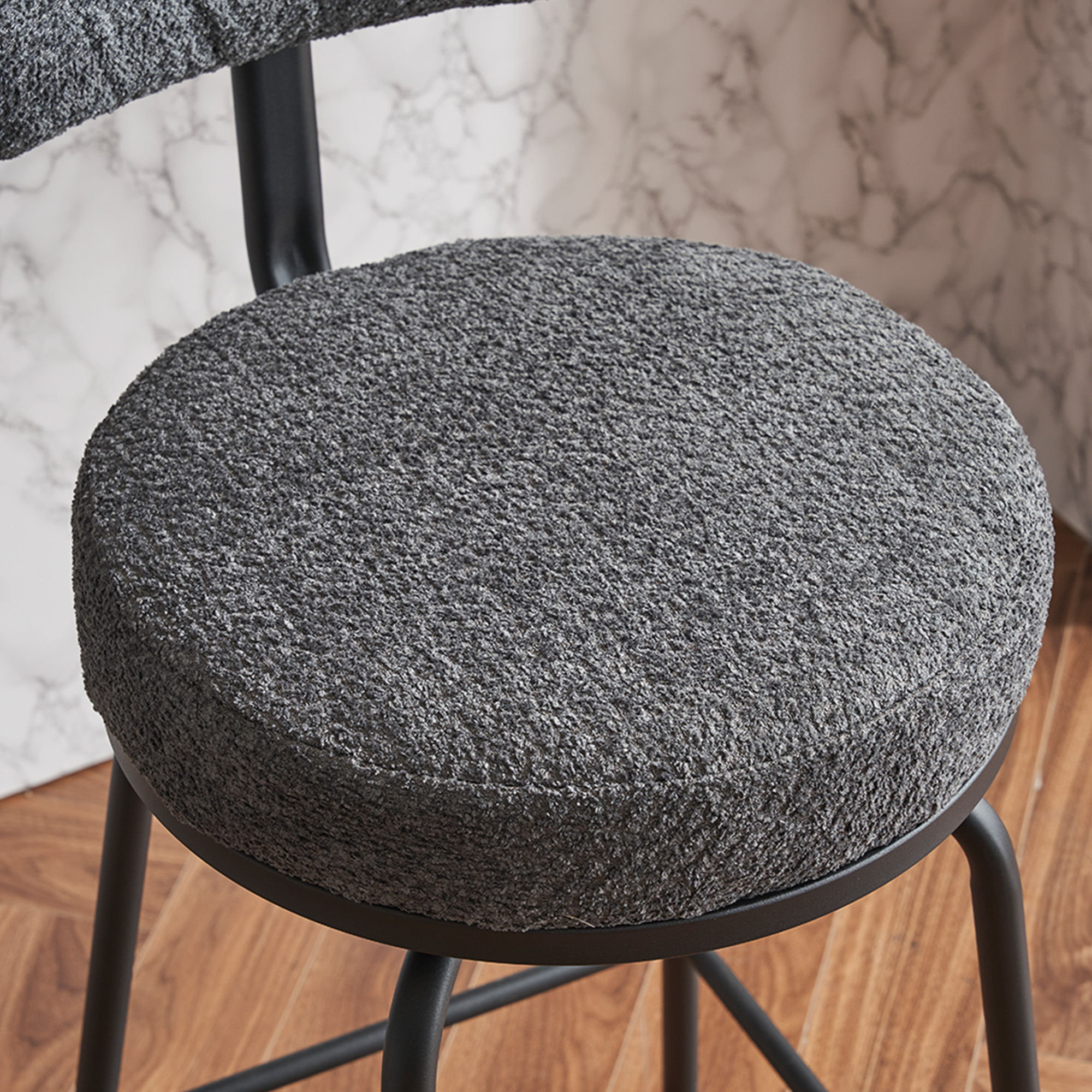 Partly Assemble Grey & Black Fabric & Metal Bar Stools & Counter Stools