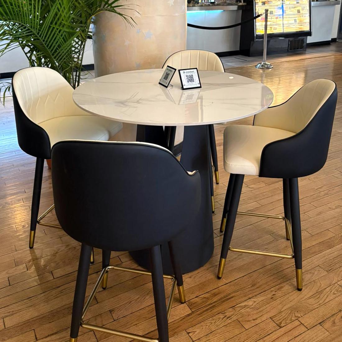 Metal Base Black PU Leather Bar Stools & Counter Stools