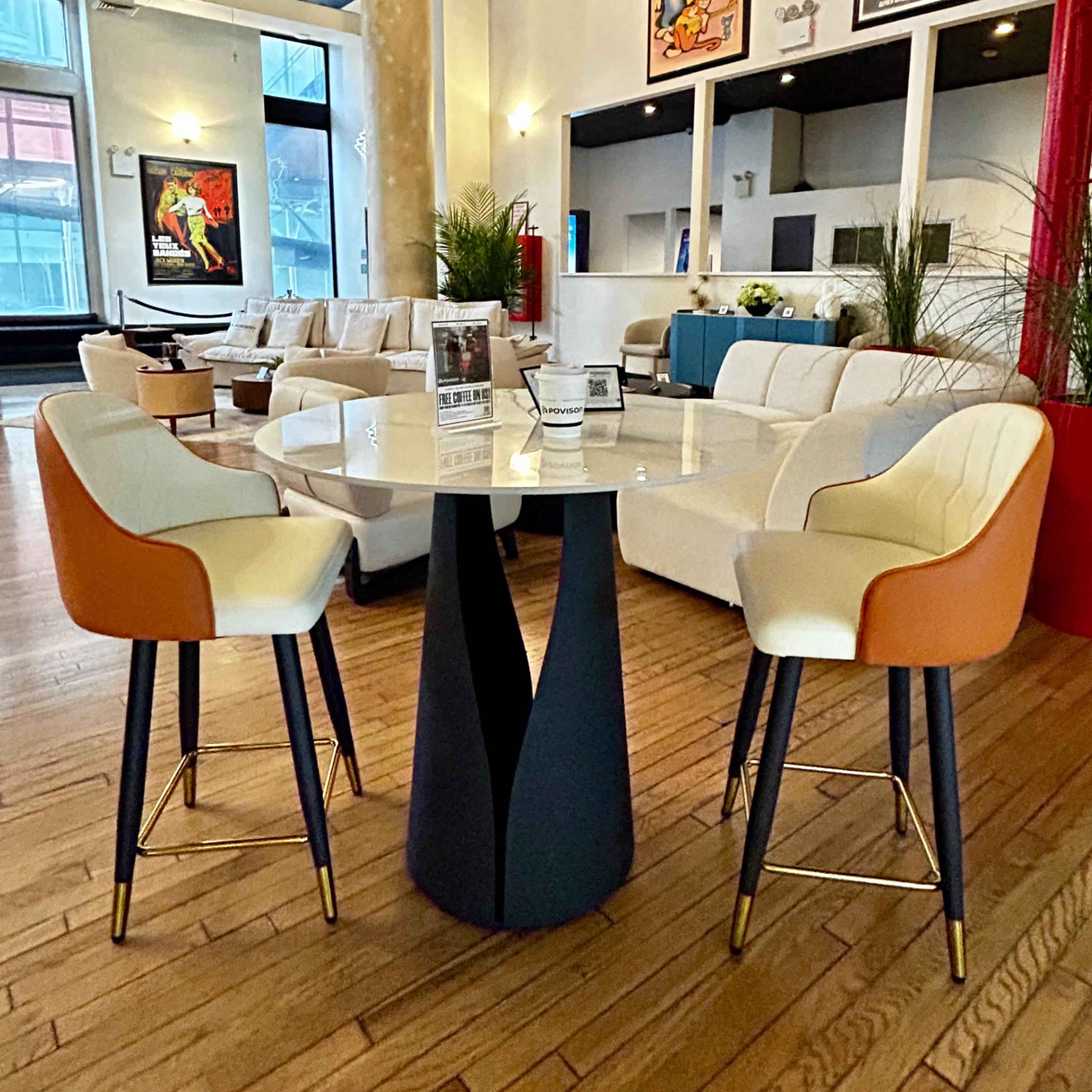 Counter Height Orange PU Leather Bar Stools & Counter Stools