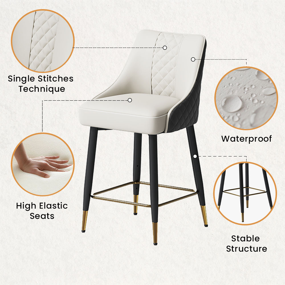 Metal Leg Black & Light Gray PU Leather Bar Stools & Counter Stools
