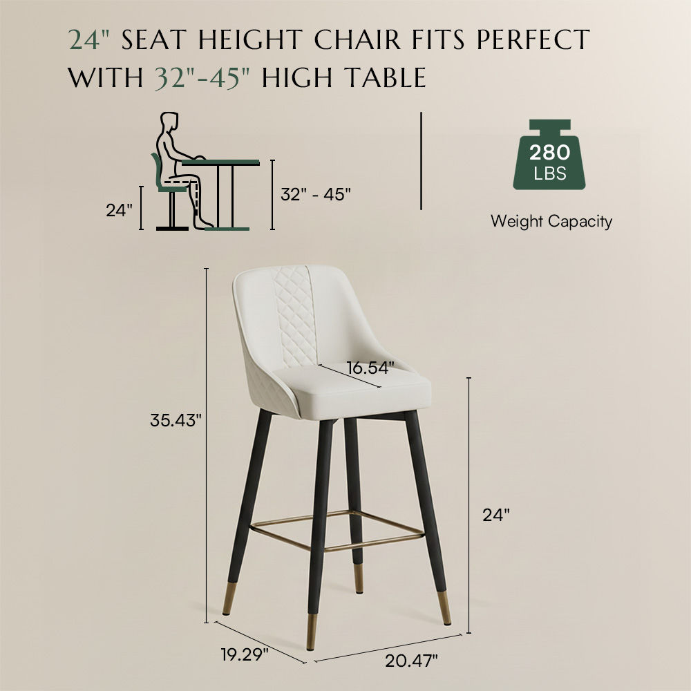 Iron Beige PU Leather Bar Stools & Counter Stools