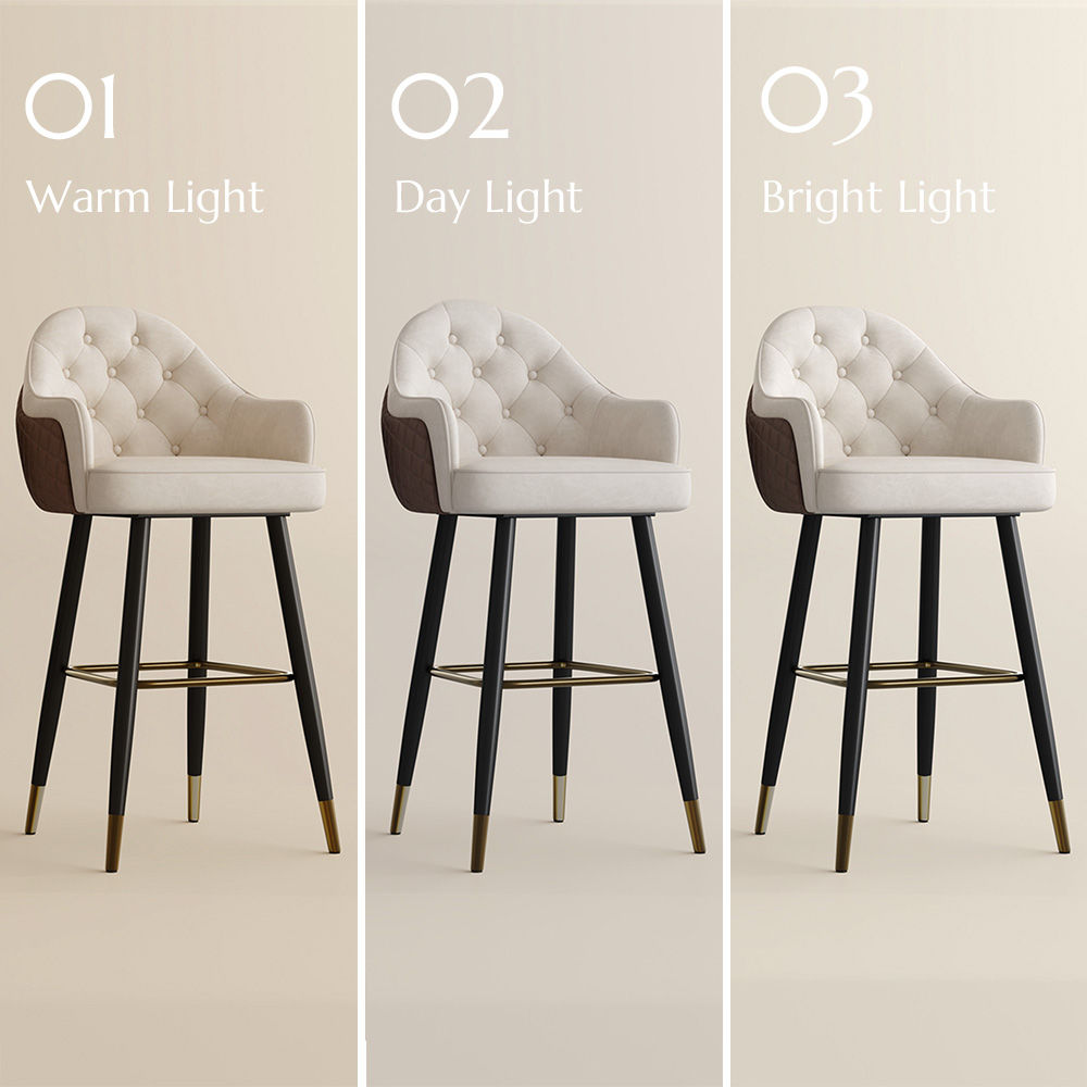 Beige & Brown PU Leather Bar Stools & Counter Stools
