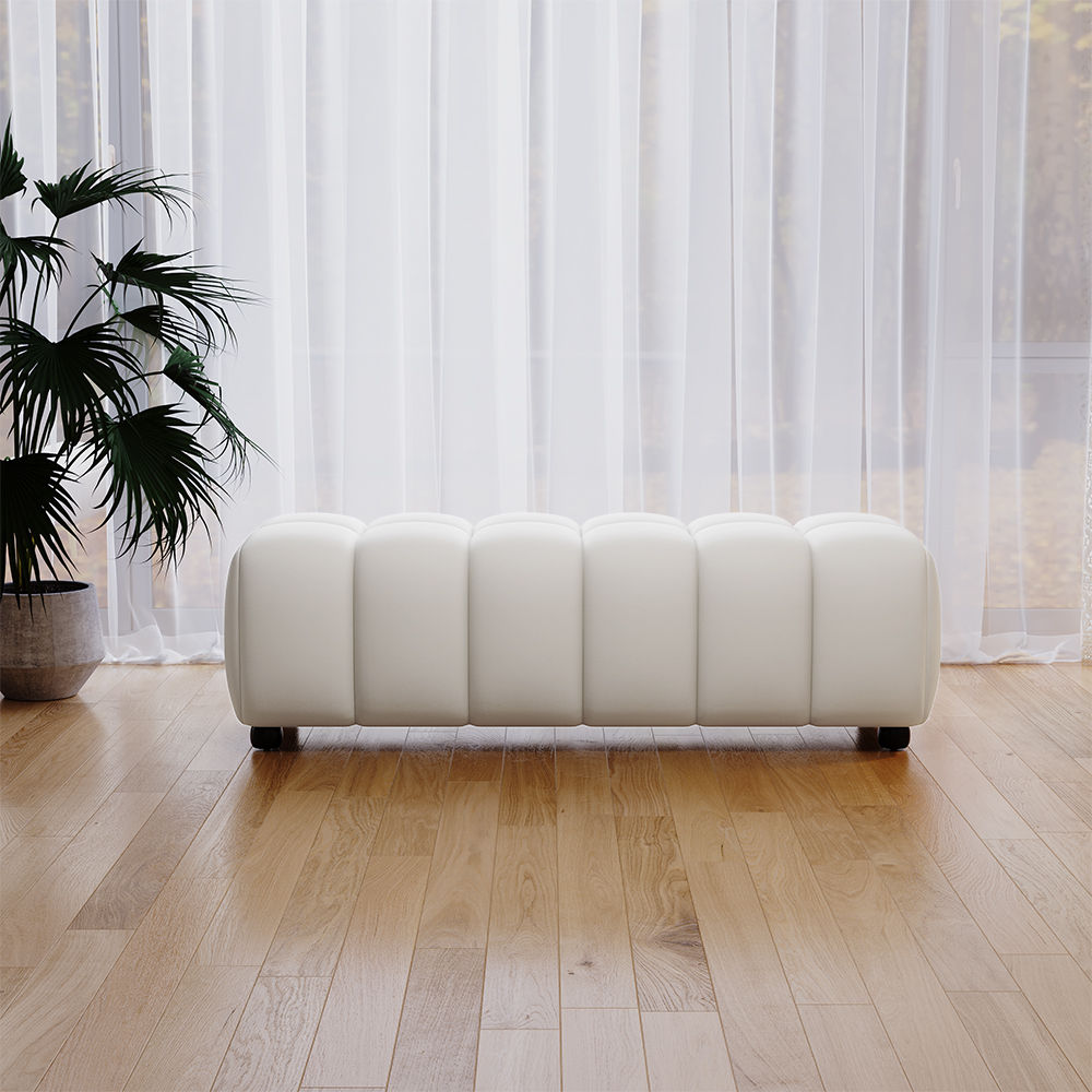 Rectangular White Faux Leather Bedroom Benches