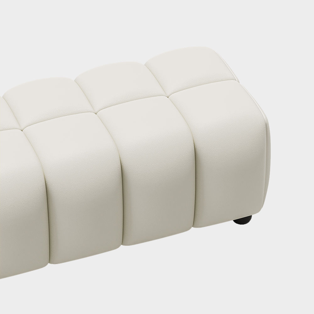 Rectangular White Faux Leather Bedroom Benches