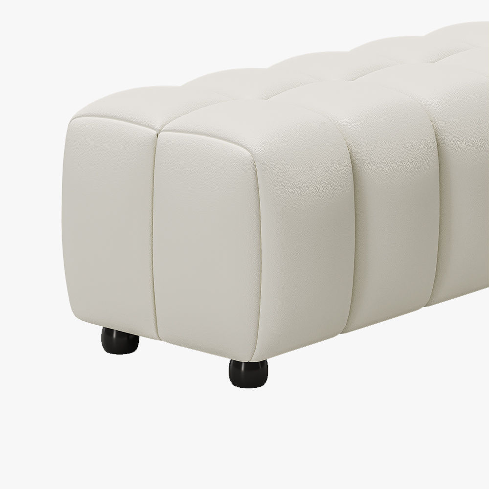 Pure Color White Faux Leather Bedroom Benches
