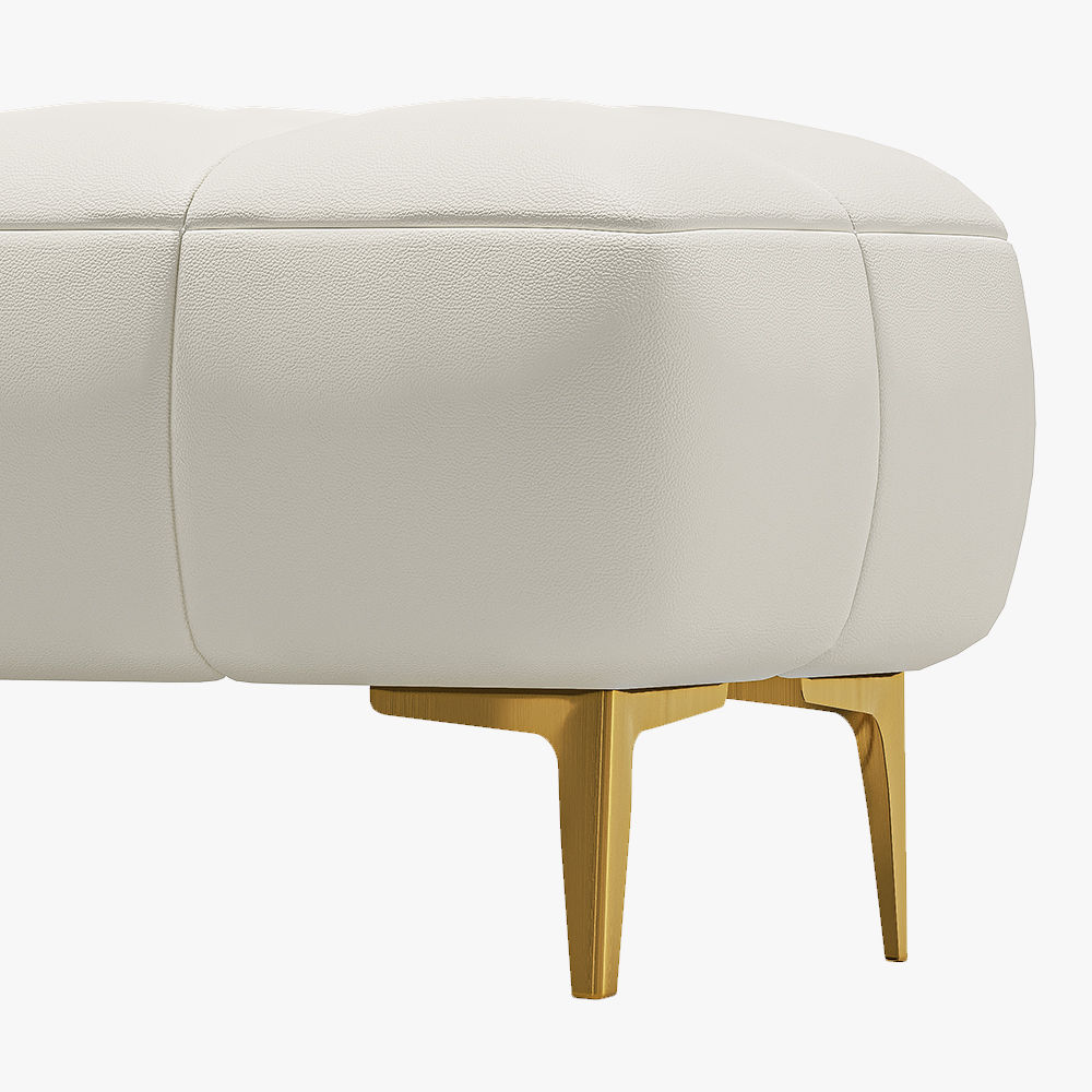 Rectangular White Faux Leather Bedroom Benches
