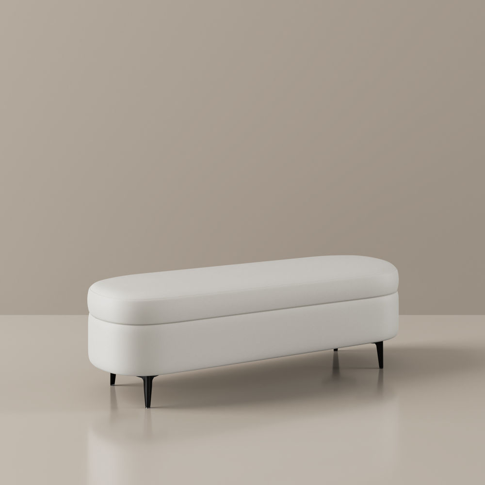 with Cabinets White PU Leather Bedroom Benches