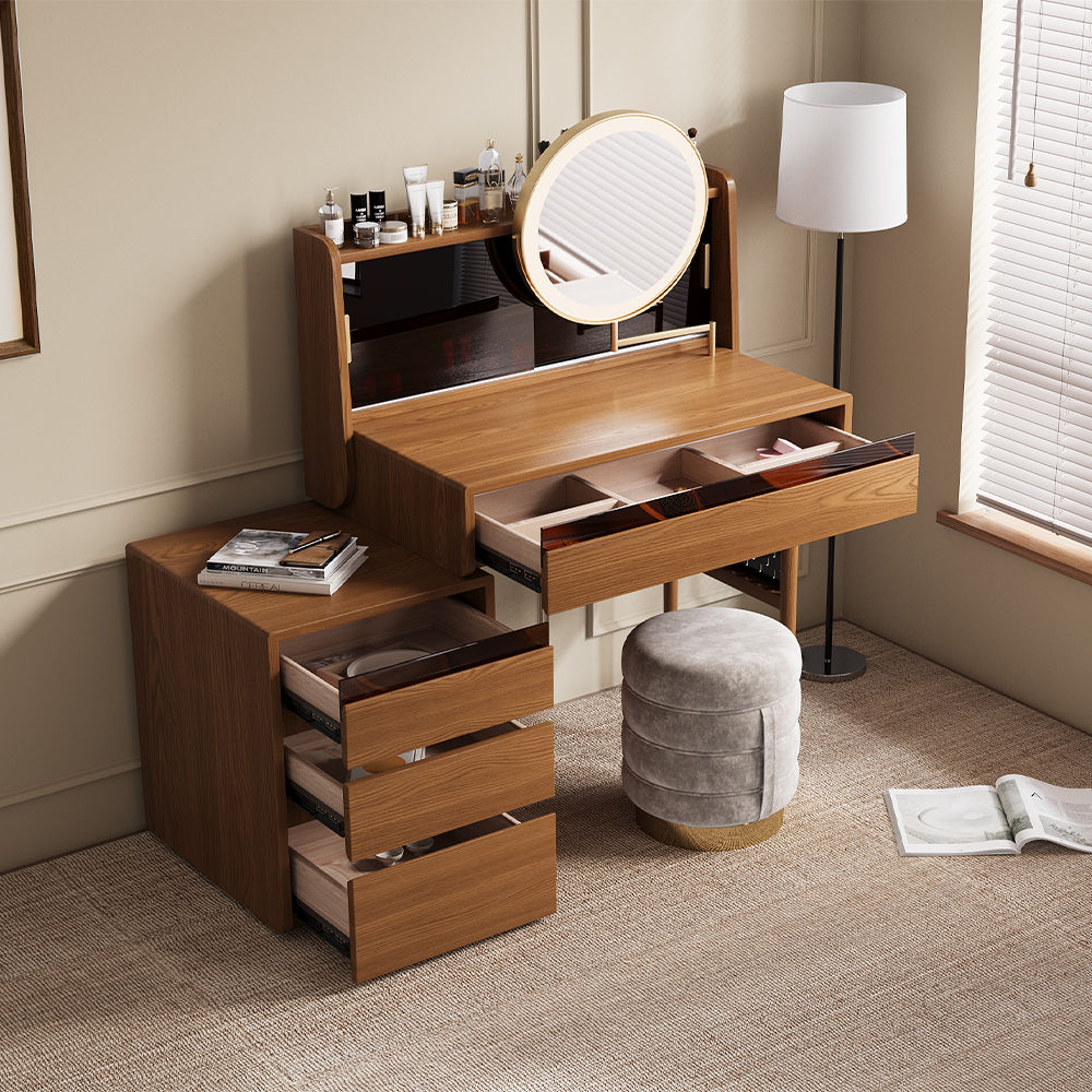 with Storage Walnut Color MDF Bedroom Set