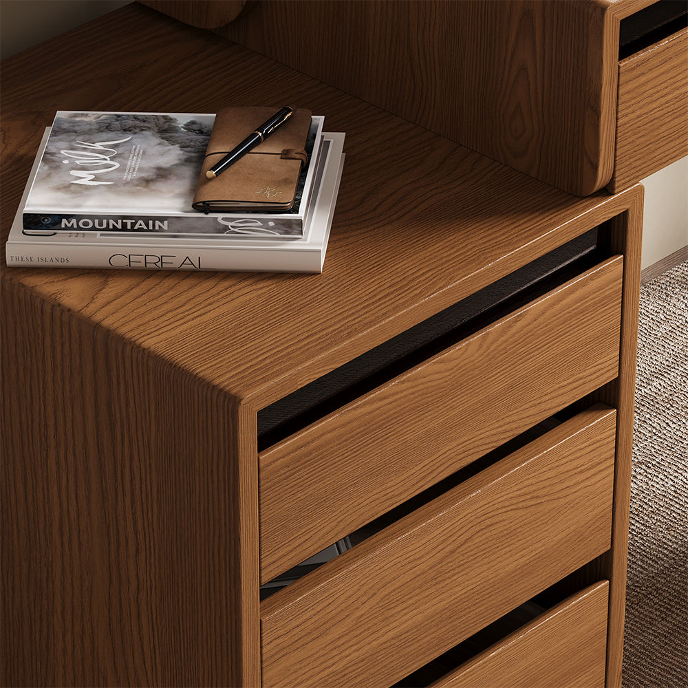 Modern Walnut Color MDF Bedroom Set
