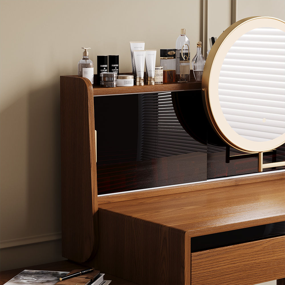 Wood Walnut Color MDF Bedroom Set