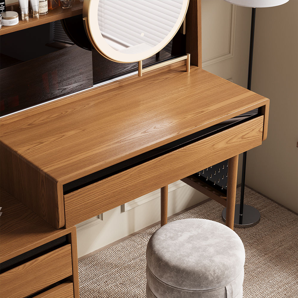 Wood Walnut Color MDF Bedroom Set