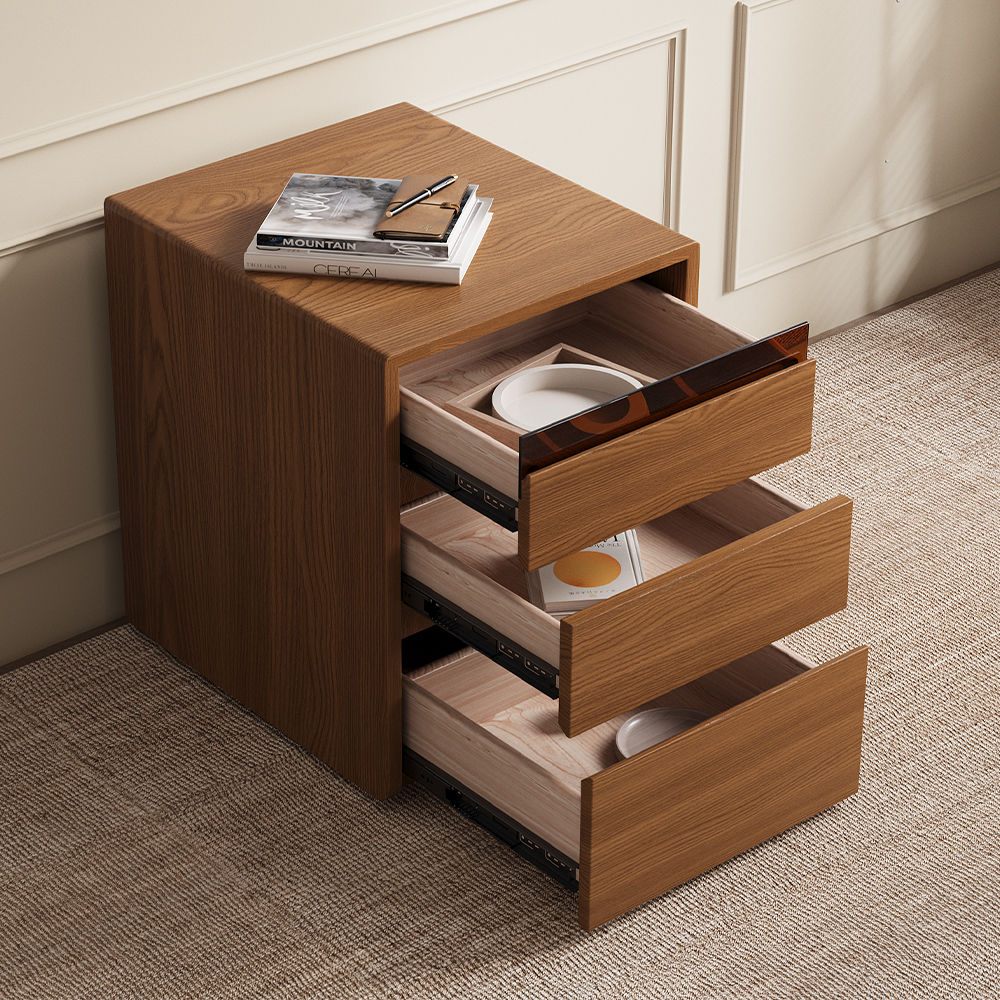 Partly Assemble Walnut Color MDF Bedroom Set