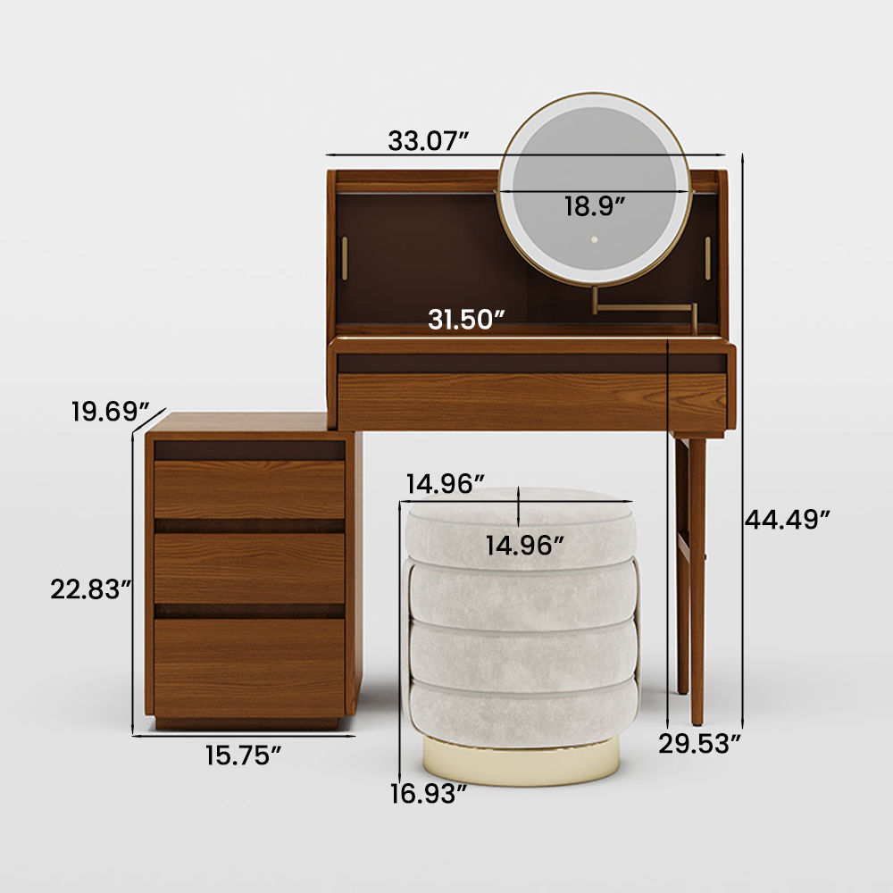 Wood Walnut Color MDF Bedroom Set