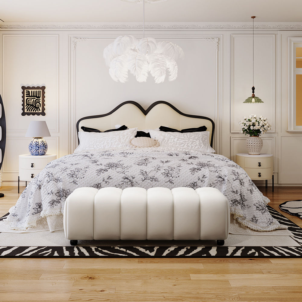 Beige Leather Bedroom Set