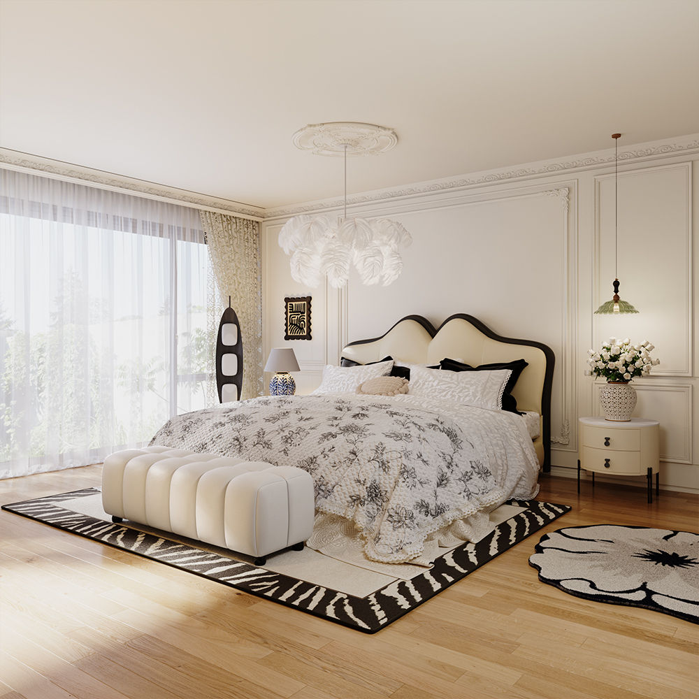 Beige Leather Bedroom Set