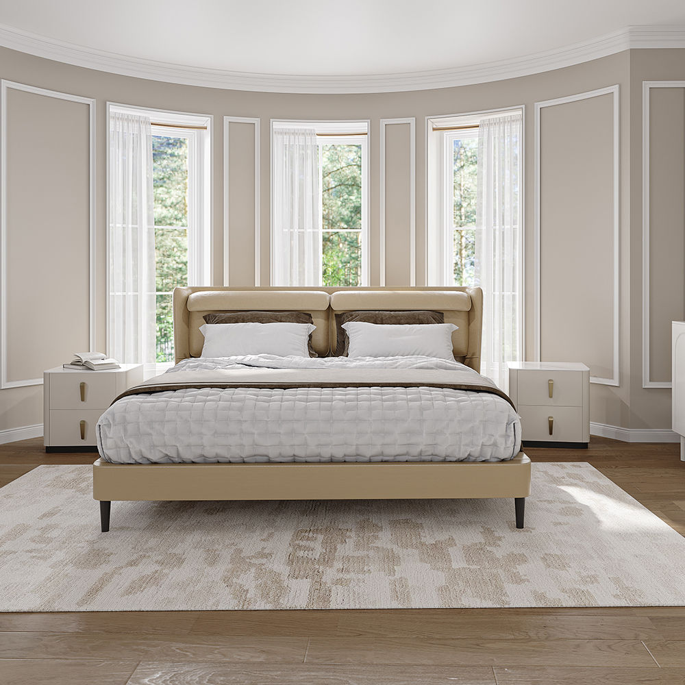 Dark Khaki Faux Leather Beds