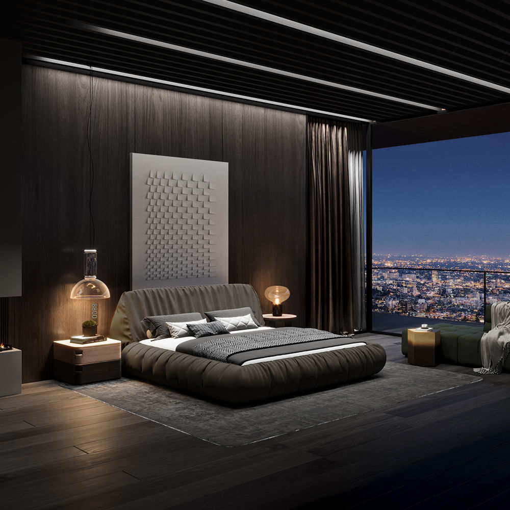 Solid Wood Brown Velvet Beds