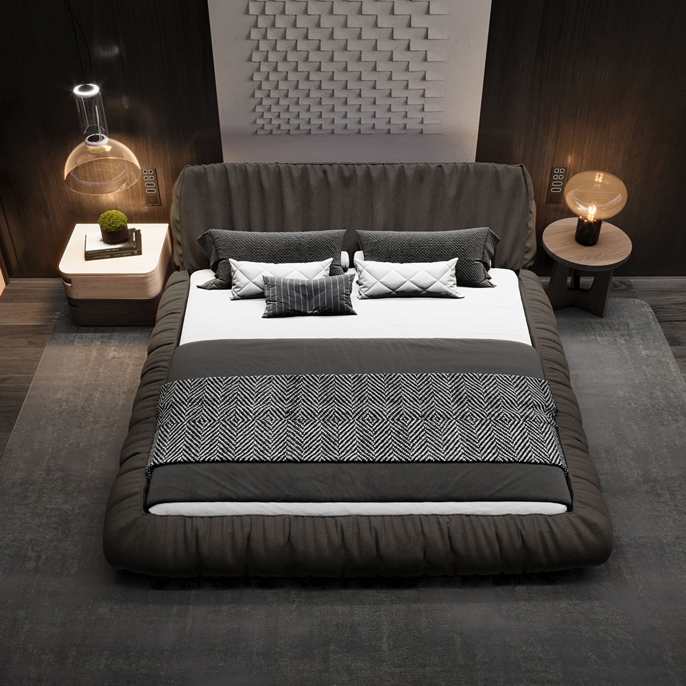 Pure Color Brown Velvet Beds