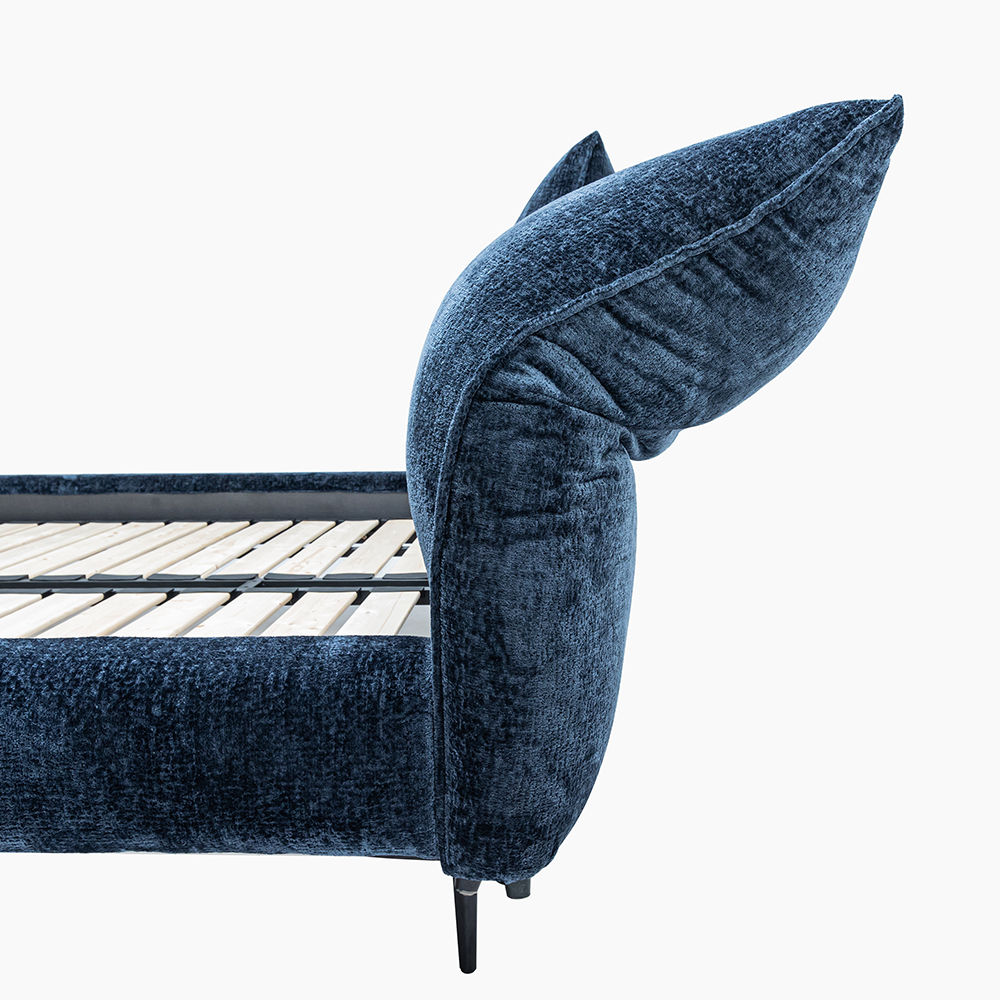 On the Ground Dark Blue Chenille Fabric Beds