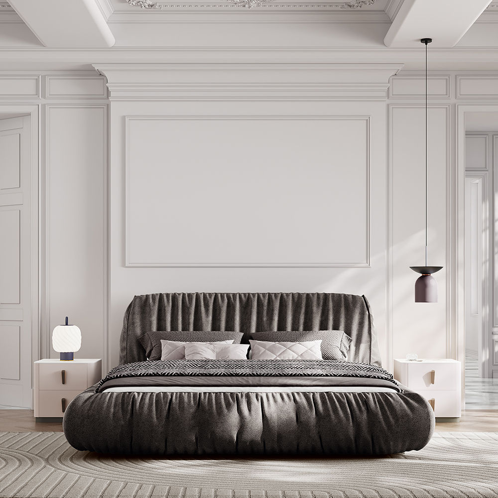 Wood Brown Velvet Beds