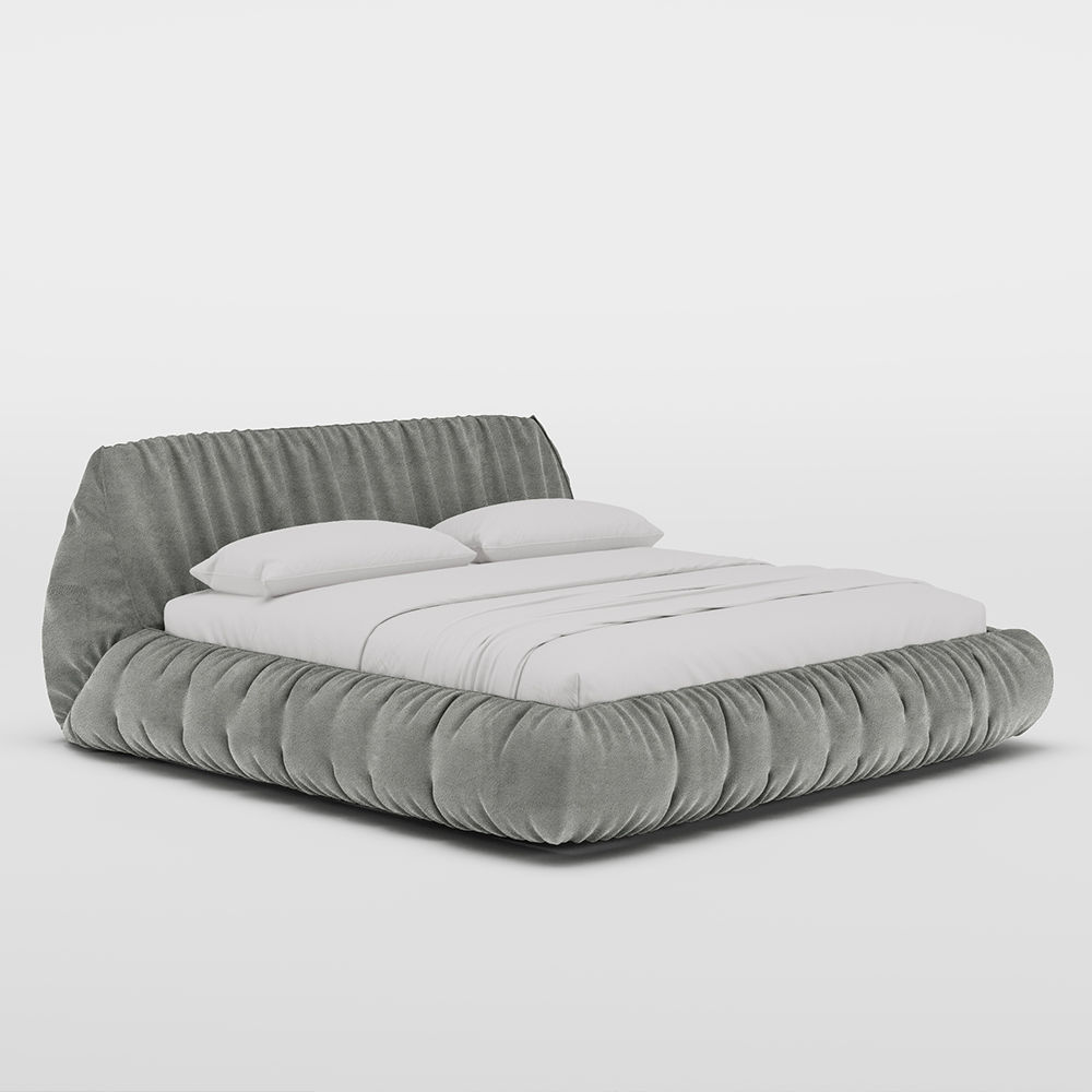 Solid Wood Gray Velvet Beds