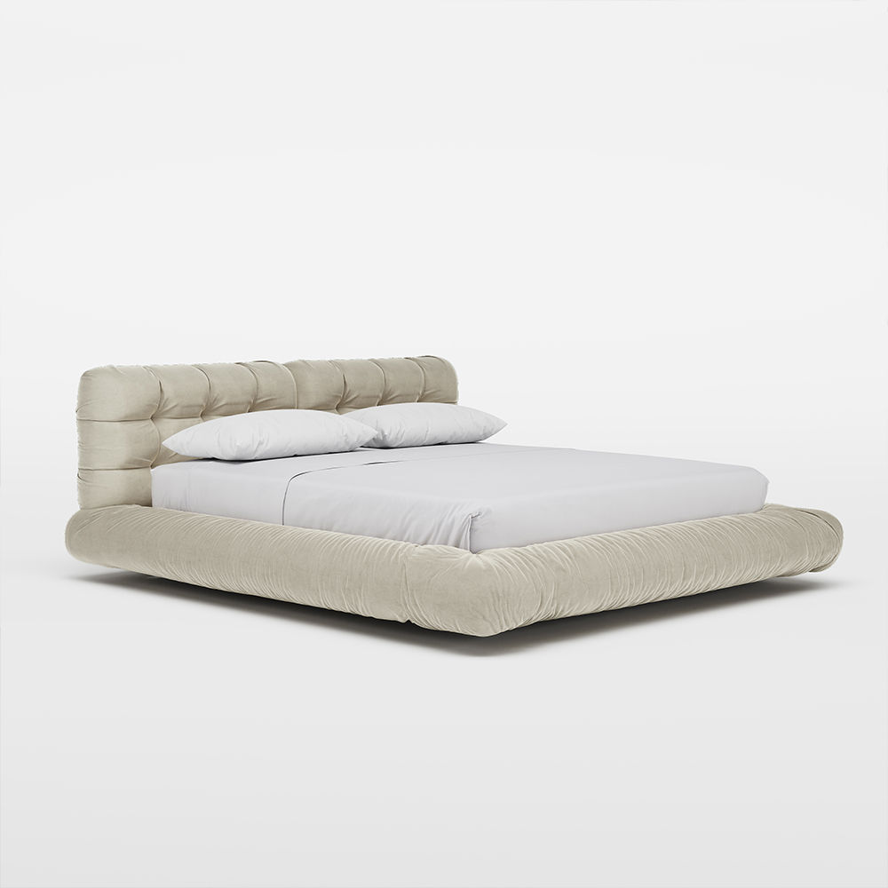 Modern Minimalist Beige Suede Fabric Beds
